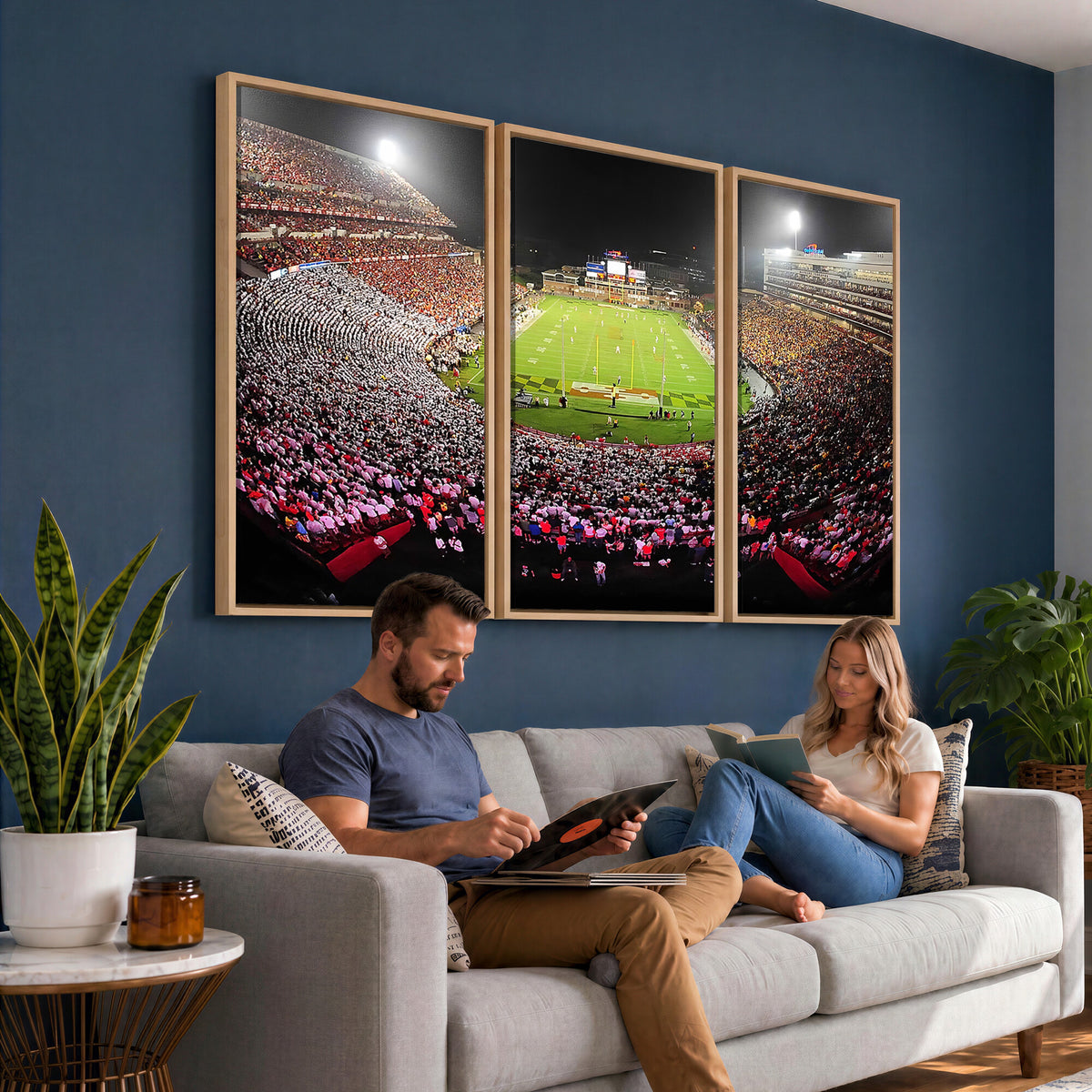 12091-PAN-FL-20X10 - University of Maryland Terrapins Football Team Print - College Park SECU Stadium Wall Art Canvas