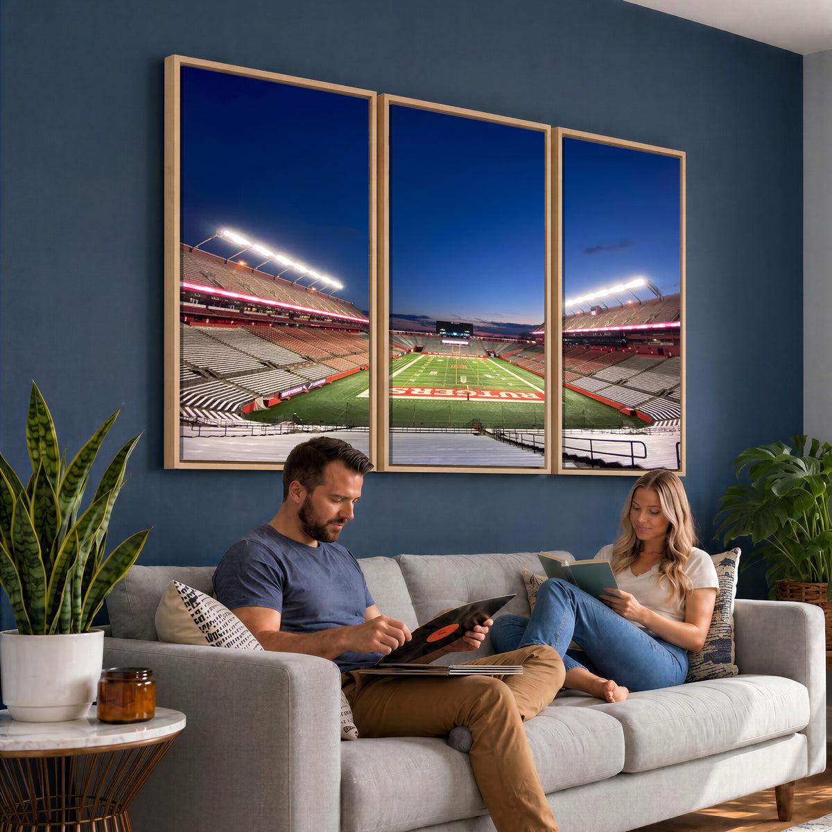 15051-MGV-CV-36X24 - Rutgers Scarlet Knights Football Team Print, Piscataway SHI Stadium