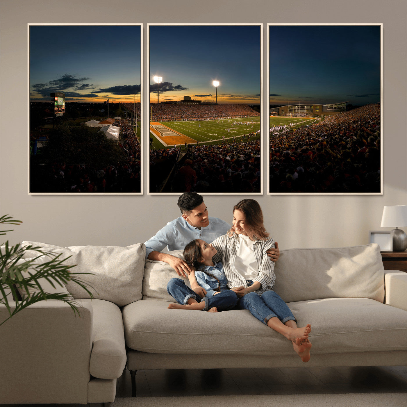 MGV-FC-60X30-3P - Ball State Cardinals Football Team Print - Muncie Scheumann Stadium Wall Art Canvas Print