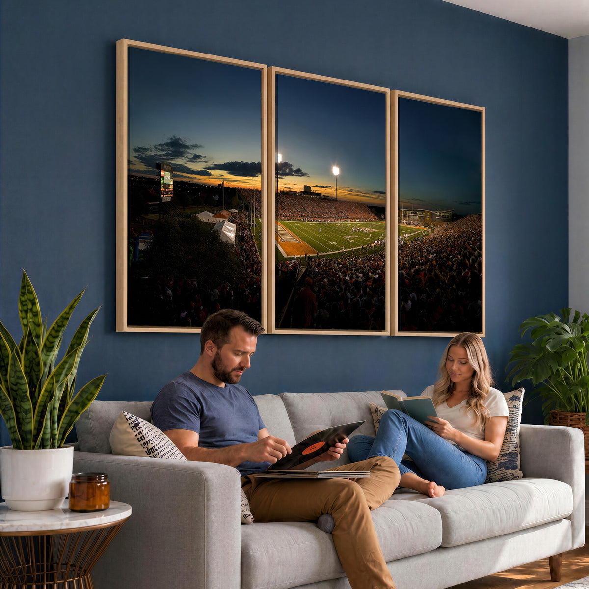 15980-PAN-FL-20X10 - Ball State Cardinals Football Team Print - Muncie Scheumann Stadium Wall Art Canvas Print