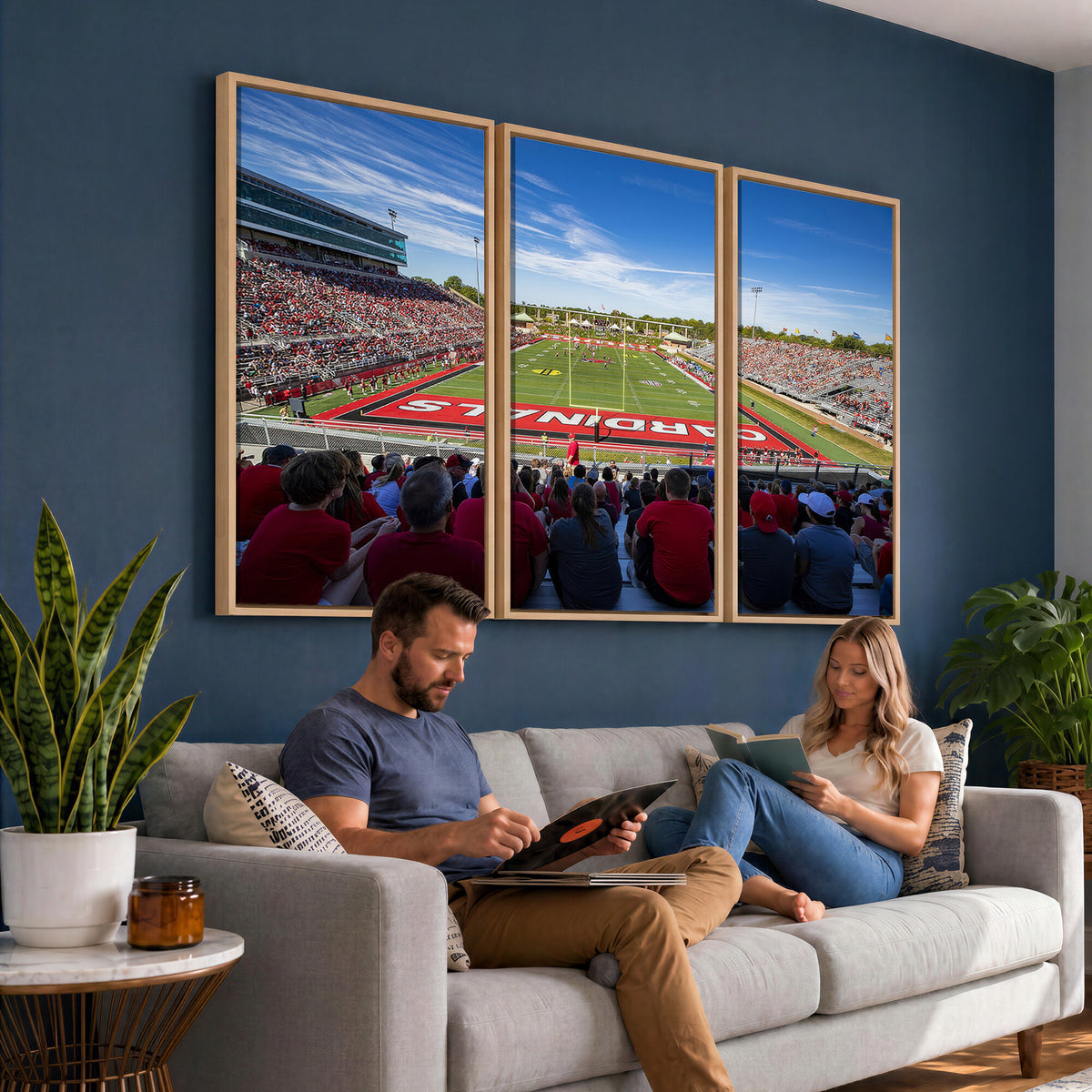 71475-PAN-FL-20X10 - Ball State Cardinals Football Team Print - Muncie Scheumann Stadium Wall Art Canvas Print