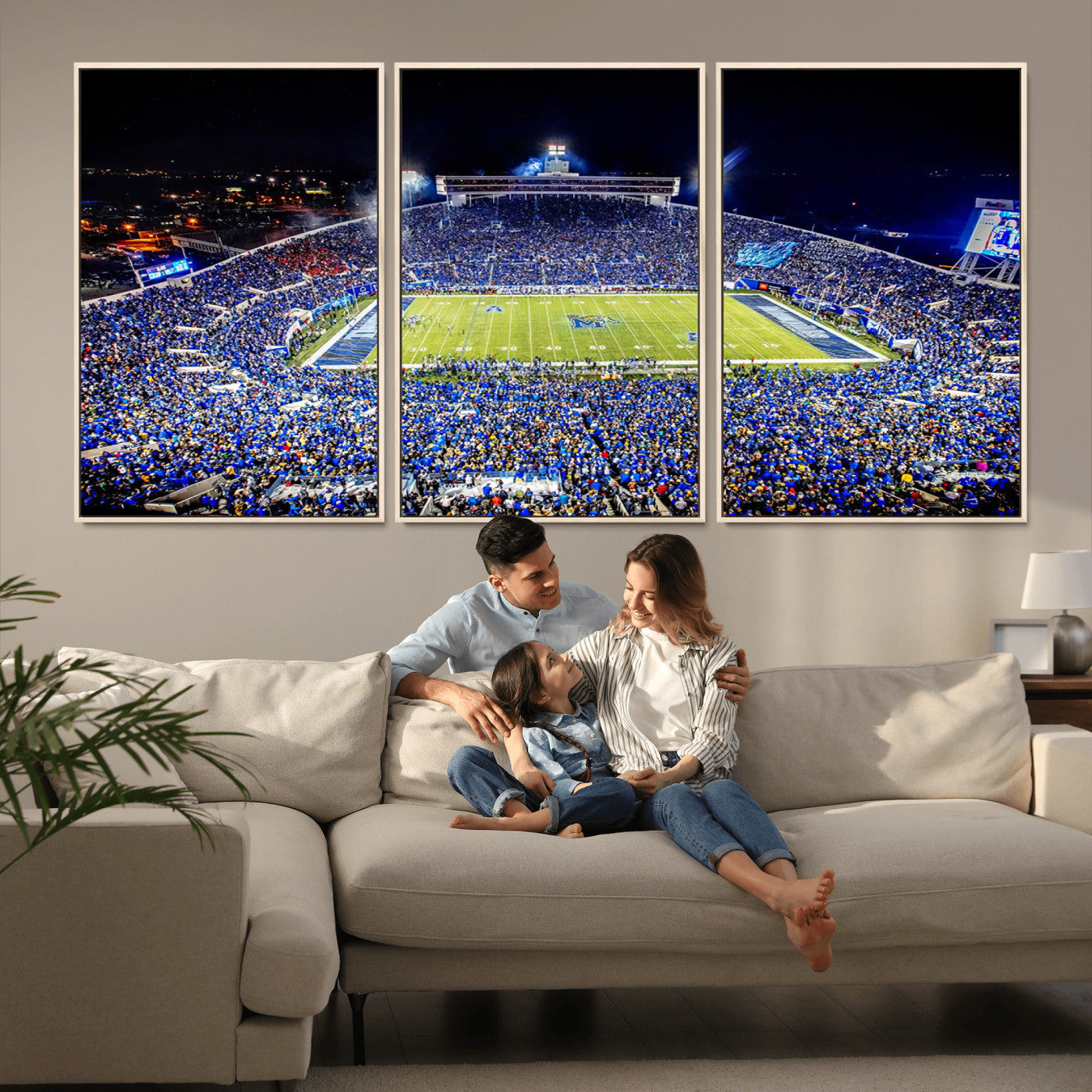 MGV-FC-60X30-3P - University of Memphis Tigers Football Team Print - Memphis Simmons Bank Liberty Stadium Wall Art