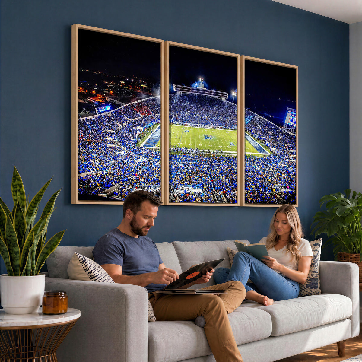 11665-PAN-FL-20X10 - University of Memphis Tigers Football Team Print - Memphis Simmons Bank Liberty Stadium Wall Art