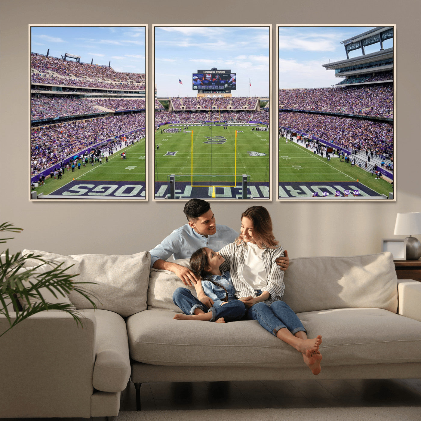 MGV-FC-60X30-3P - TCU Horned Frogs Football Team Print - Fort Worth Amon G. Carter Stadium Wall Art Canvas Print