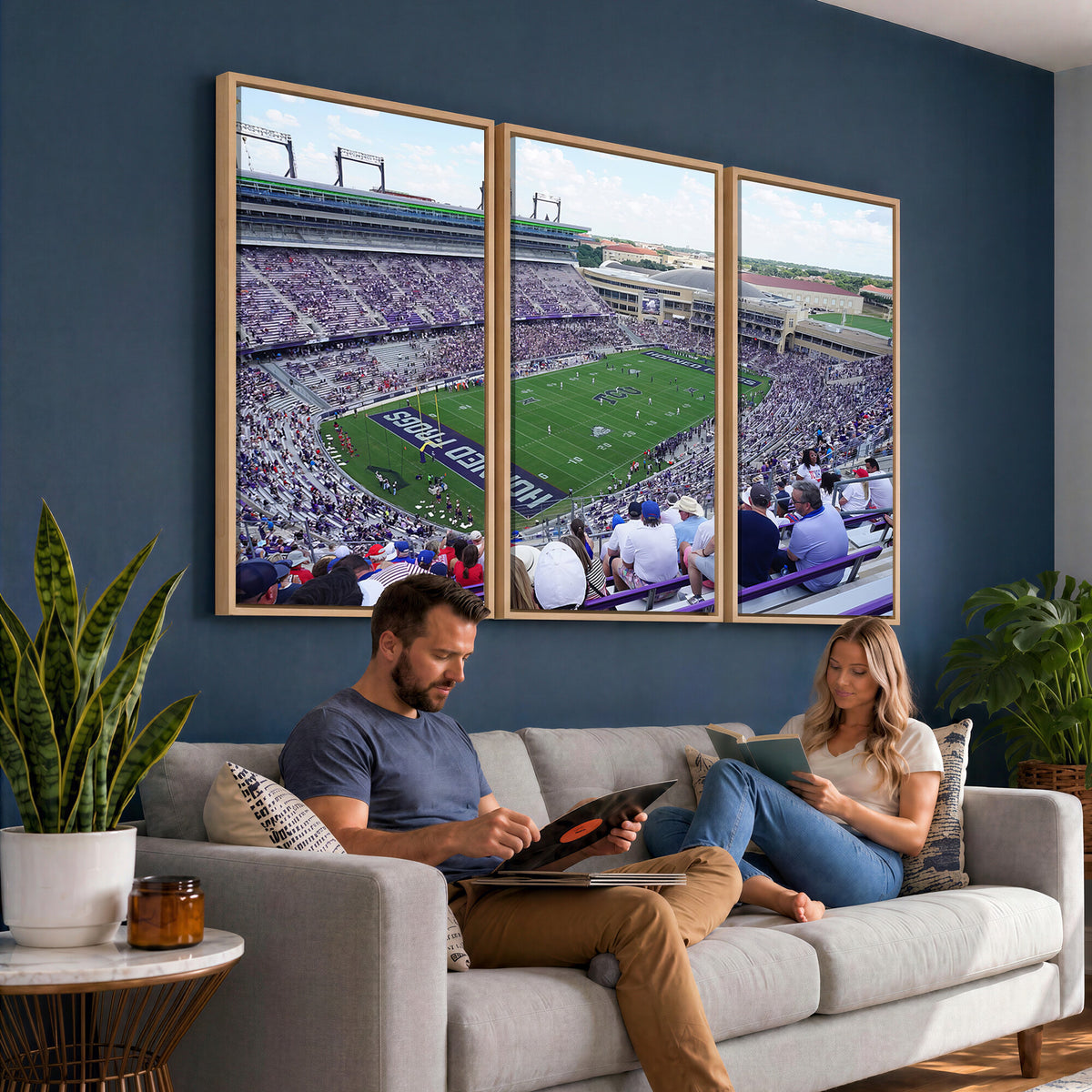 95139-MGV-CV-36X24 - The Texas Christian University TCU Horned Frogs Football Team Print, Fort Worth