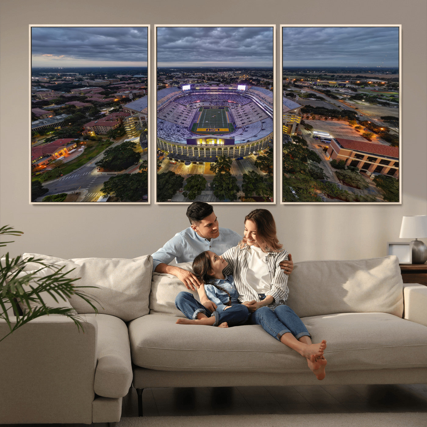 MGV-FC-60X30-3P - The Louisiana State University Tigers Football Team Print - Baton Rouge Tiger Stadium Wall Art