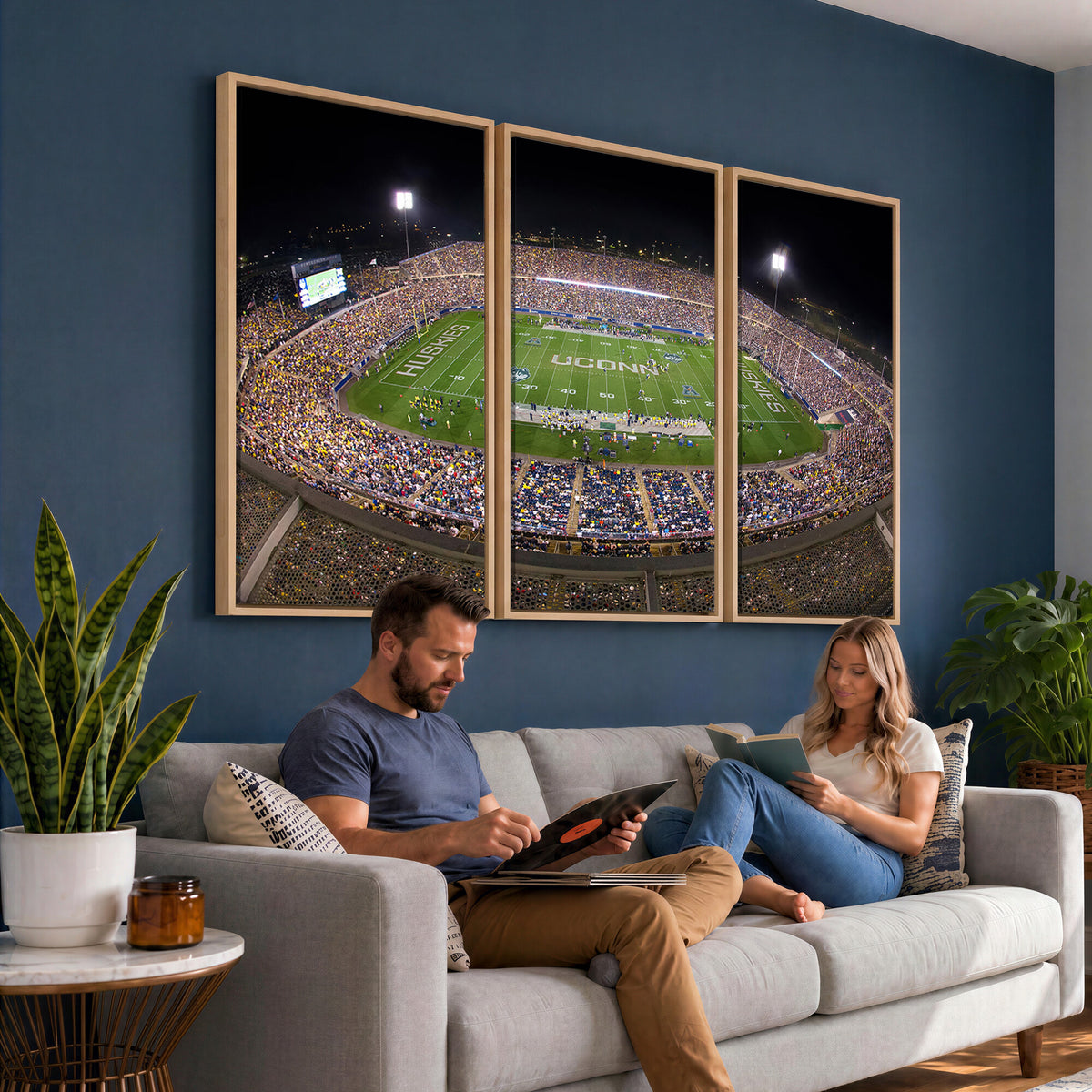 52855-MGV-CV-36X24 - The University of Connecticut UCONN Huskies Football Team Print, East Hartford