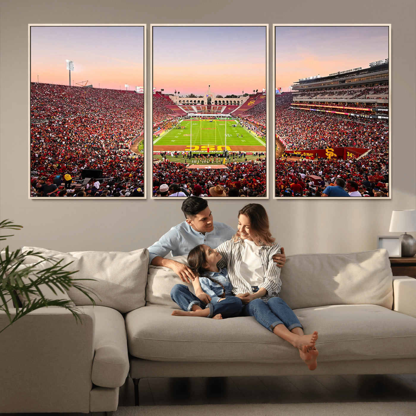 MGV-FC-60X30-3P - The University of Southern California USC Trojans Football Team Print - Los Angeles Memorial