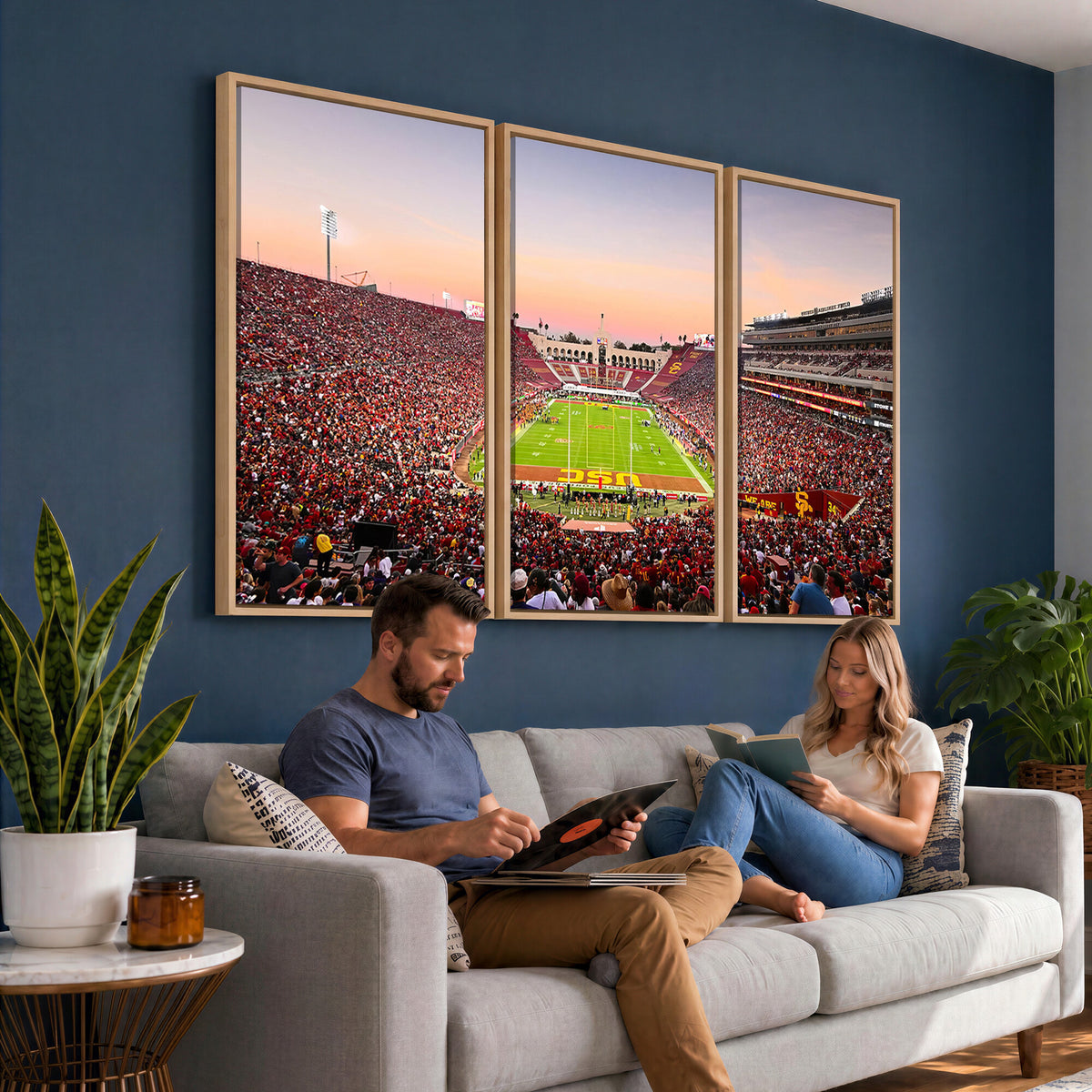 39904-MGV-CV-36X24 - The University of Southern California USC Trojans Football Team Print, Home Bar Wall Decor