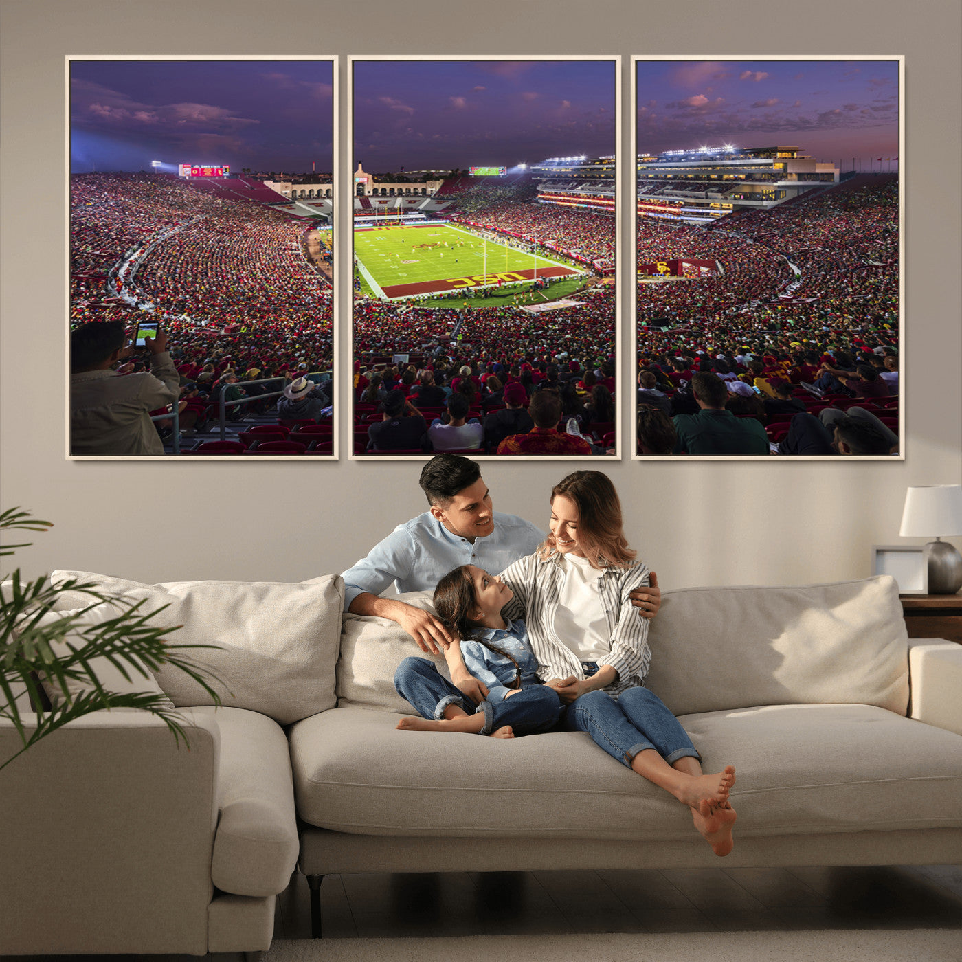 MGV-FC-60X30-3P - The University of Southern California USC Trojans Football Team Print - Los Angeles Memorial