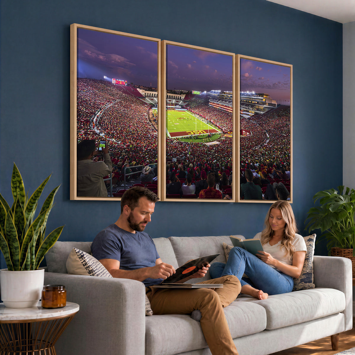 73373-MGV-CV-36X24 - The University of Southern California USC Trojans Football Team Print, Extra Large Game Room Wall Decor
