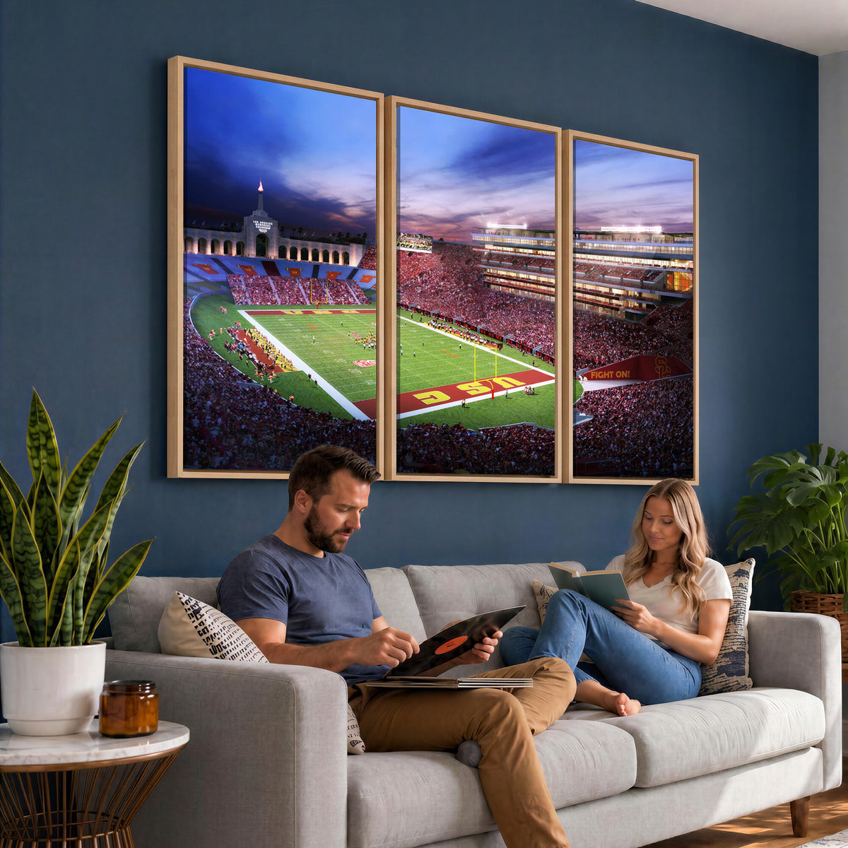 71879-MGV-CV-36X24 - The University of Southern California USC Trojans Football Team Print, Framed and Ready to Hang