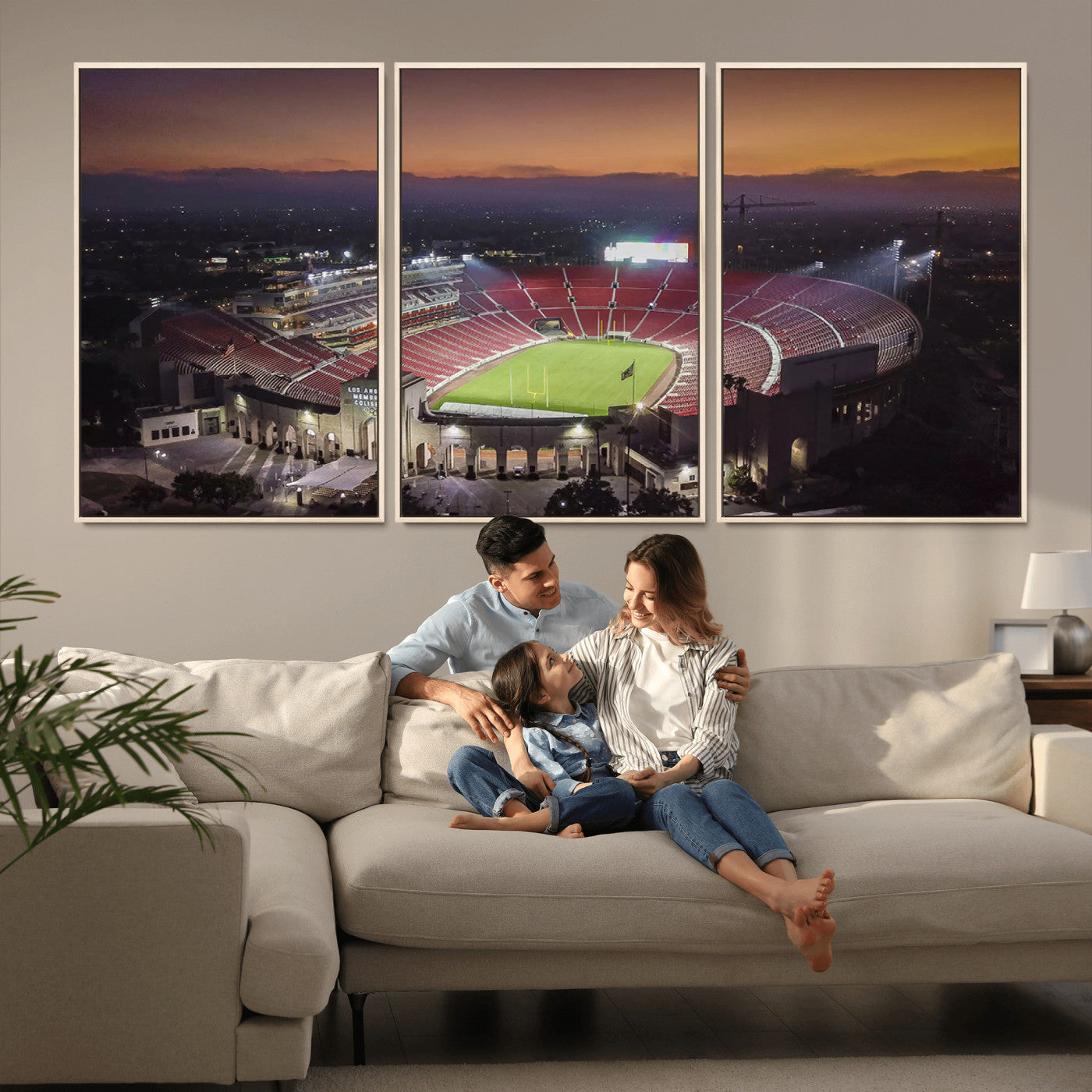 MGV-FC-60X30-3P - The University of Southern California USC Trojans Football Team Print - Los Angeles Memorial