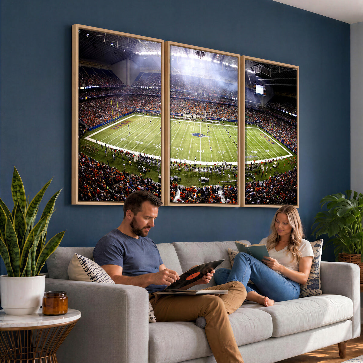 46972-MGV-CV-36X24 - The University of Texas at San Antonio Roadrunners Football Team Print, Framed and Ready to Hang