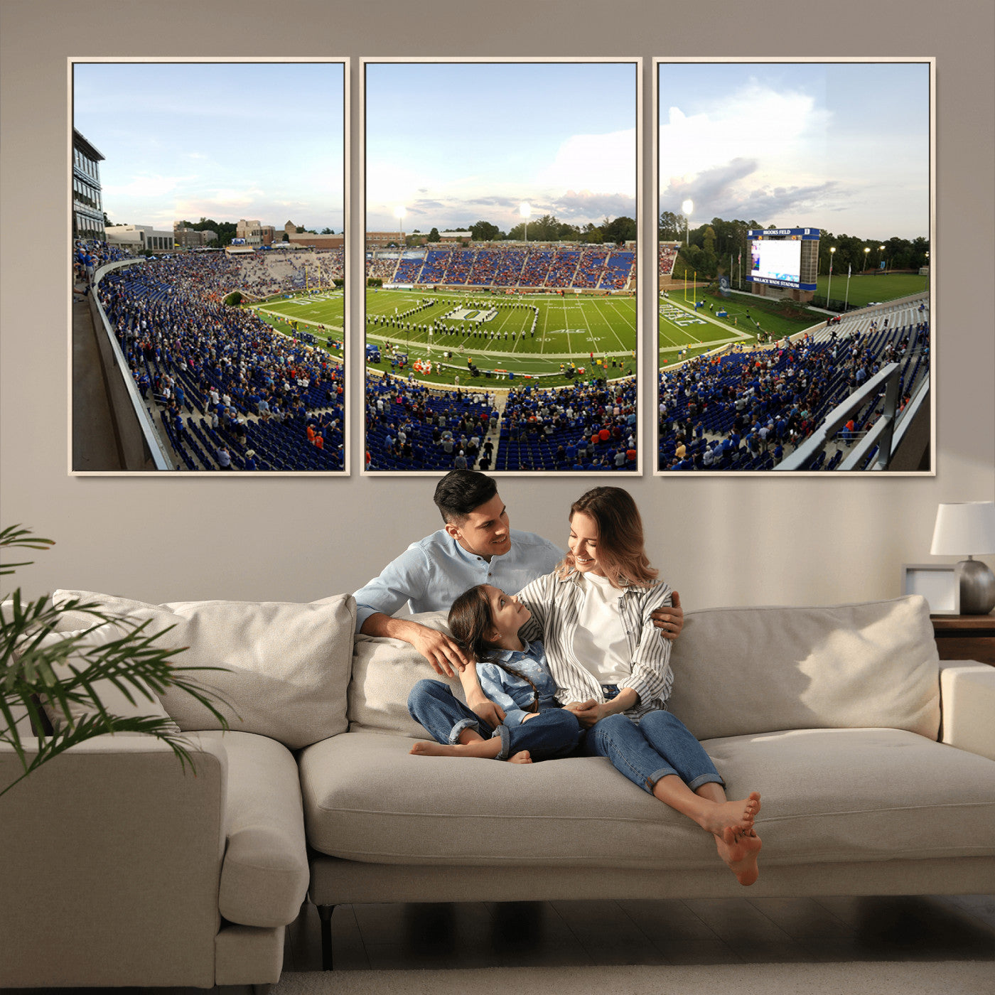 MGV-FC-60X30-3P - The Duke University Blue Devils Football Team Print - Durham Wallace Wade Stadium Wall Art Canvas
