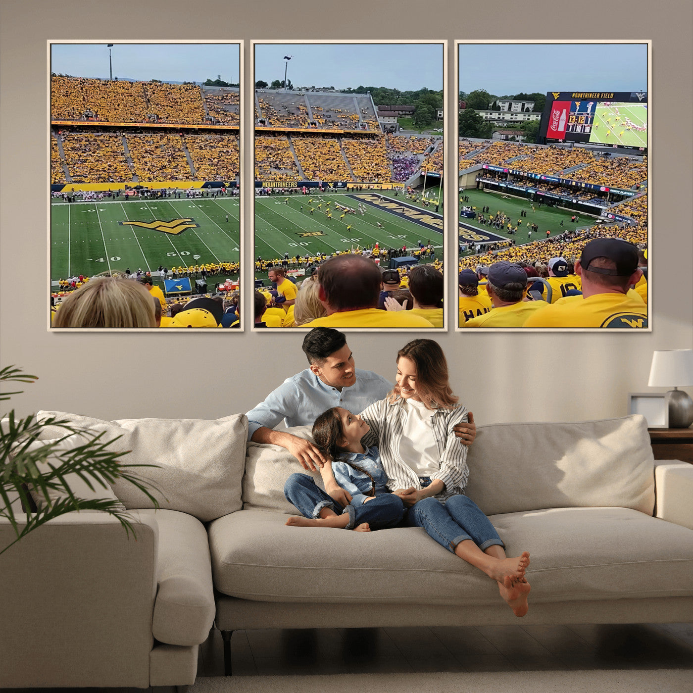 MGV-FC-60X30-3P - Puskar Stadium Canvas Print Wall Art - Morgantown Print - West Virginia University Mountaineers