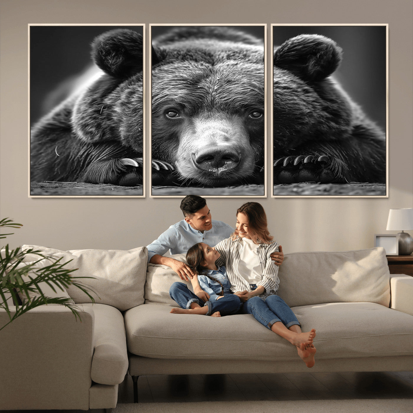 MGV-FC-60X30-3P - Resting Grizzly 399 Bear Canvas Print | Ready to Hang Wall Art | Rustic Cabin & Farmhouse Decor |