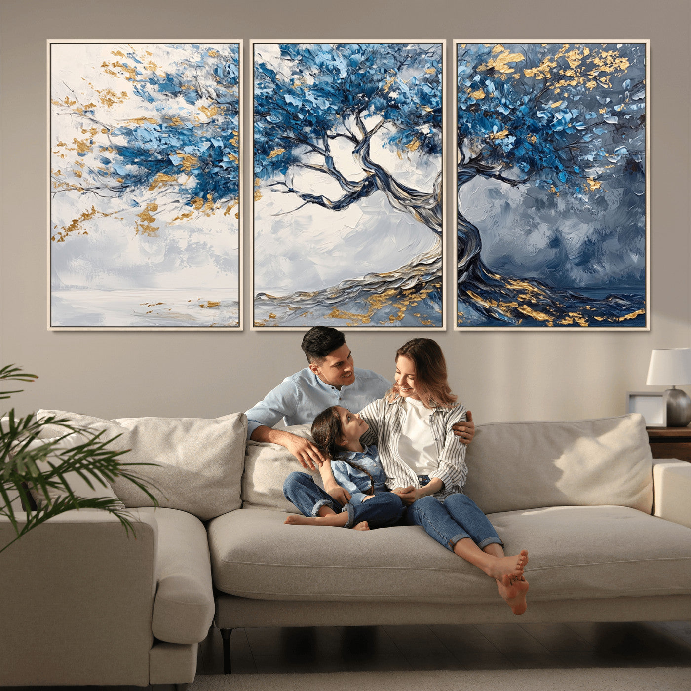 MGV-FC-60X30-3P - Abstract Tree Painting Canvas Wall Art | Tree of Life Painting Wall Art Canvas Print