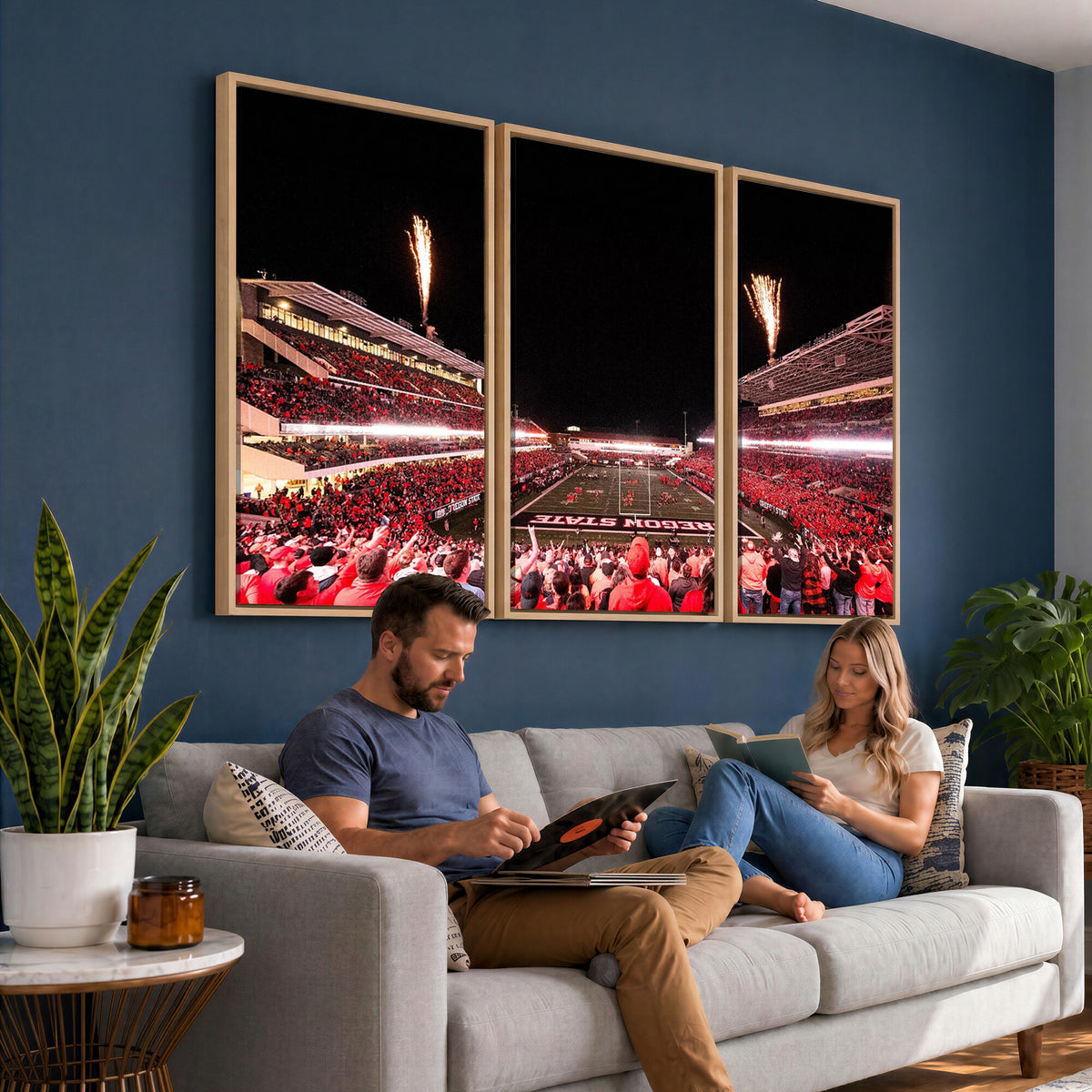 52633-MGV-CV-36X24 - Oregon State Beavers Football Team Print, Corvallis Reser, Framed and Ready to Hang