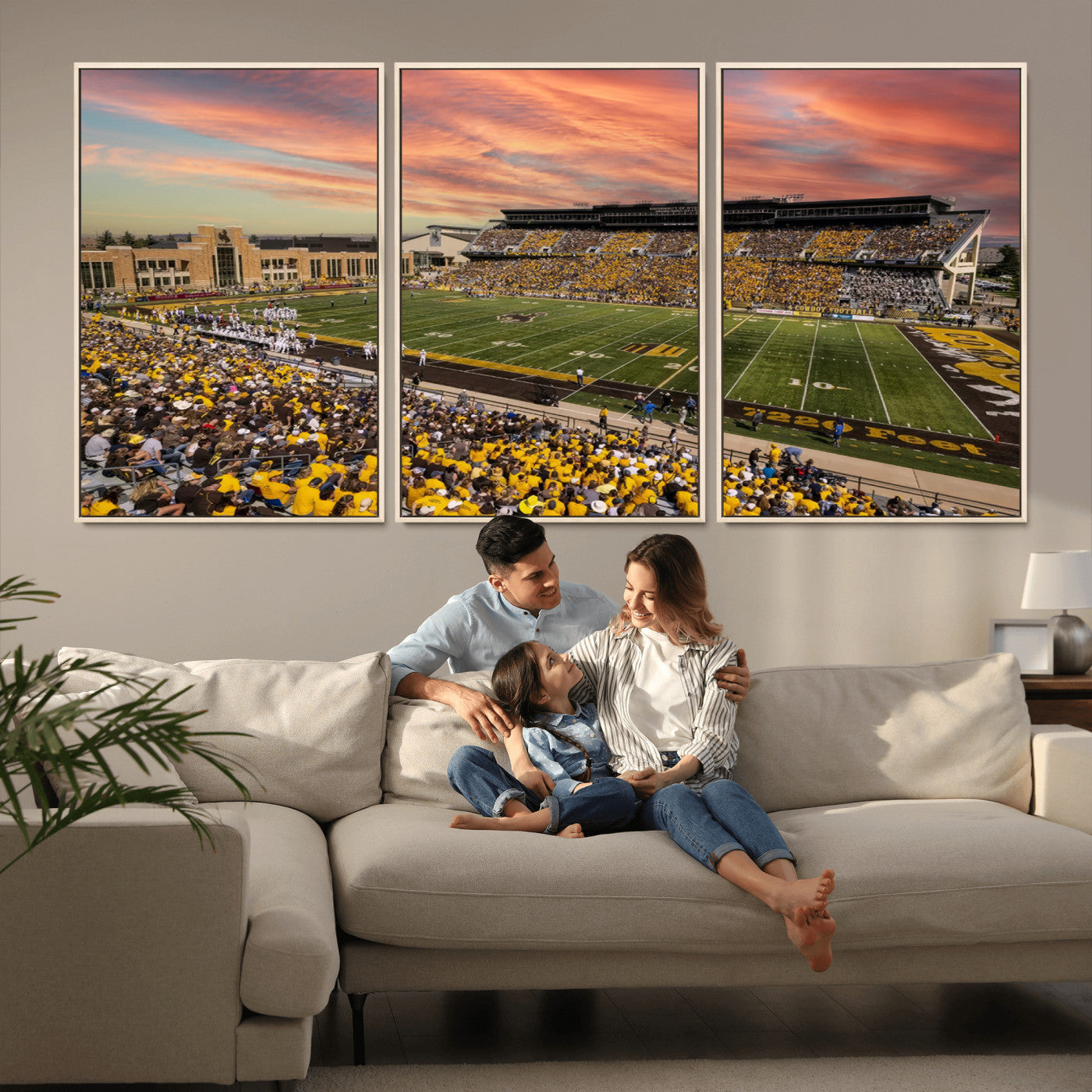 MGV-FC-60X30-3P - University of Wyoming Cowboys Football Team Print - Laramie Jonah Field War Memorial Stadium Wall