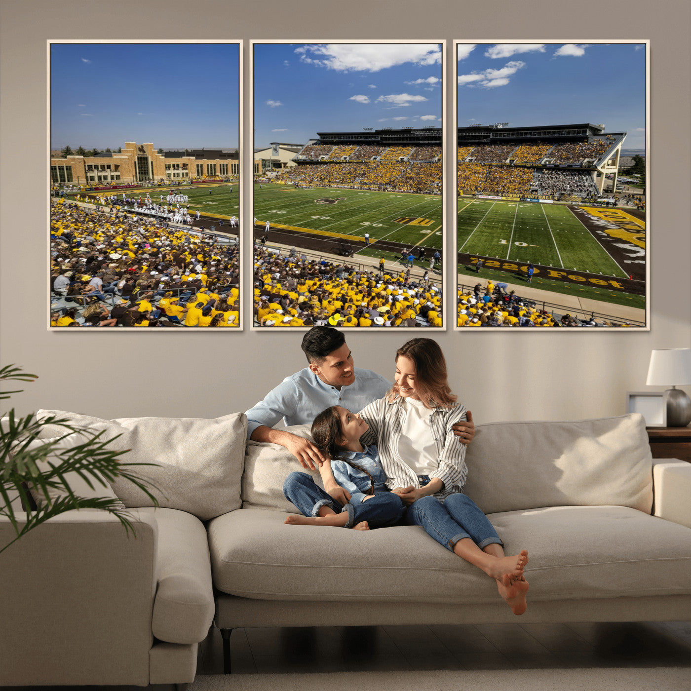 MGV-FC-60X30-3P - University of Wyoming Cowboys Football Team Print - Laramie Jonah Field War Memorial Stadium Wall