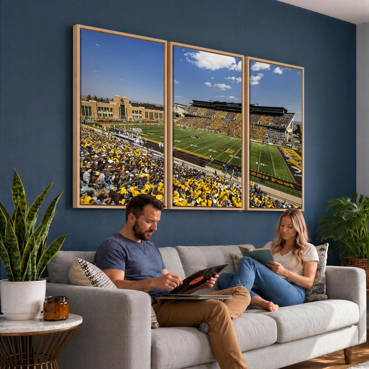 75112-MGV-CV-36X24 - University of Wyoming Cowboys Football Team Print, Laramie, Home Bar Wall Decor