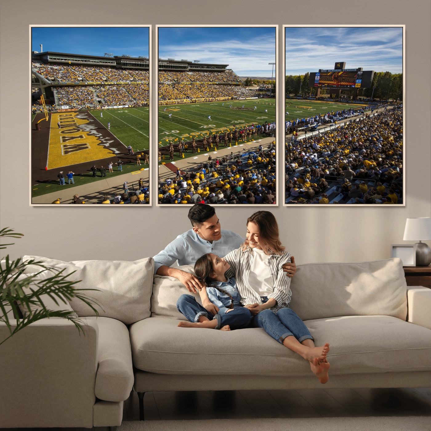 MGV-FC-60X30-3P - University of Wyoming Cowboys Football Team Print - Laramie Jonah Field War Memorial Stadium Wall