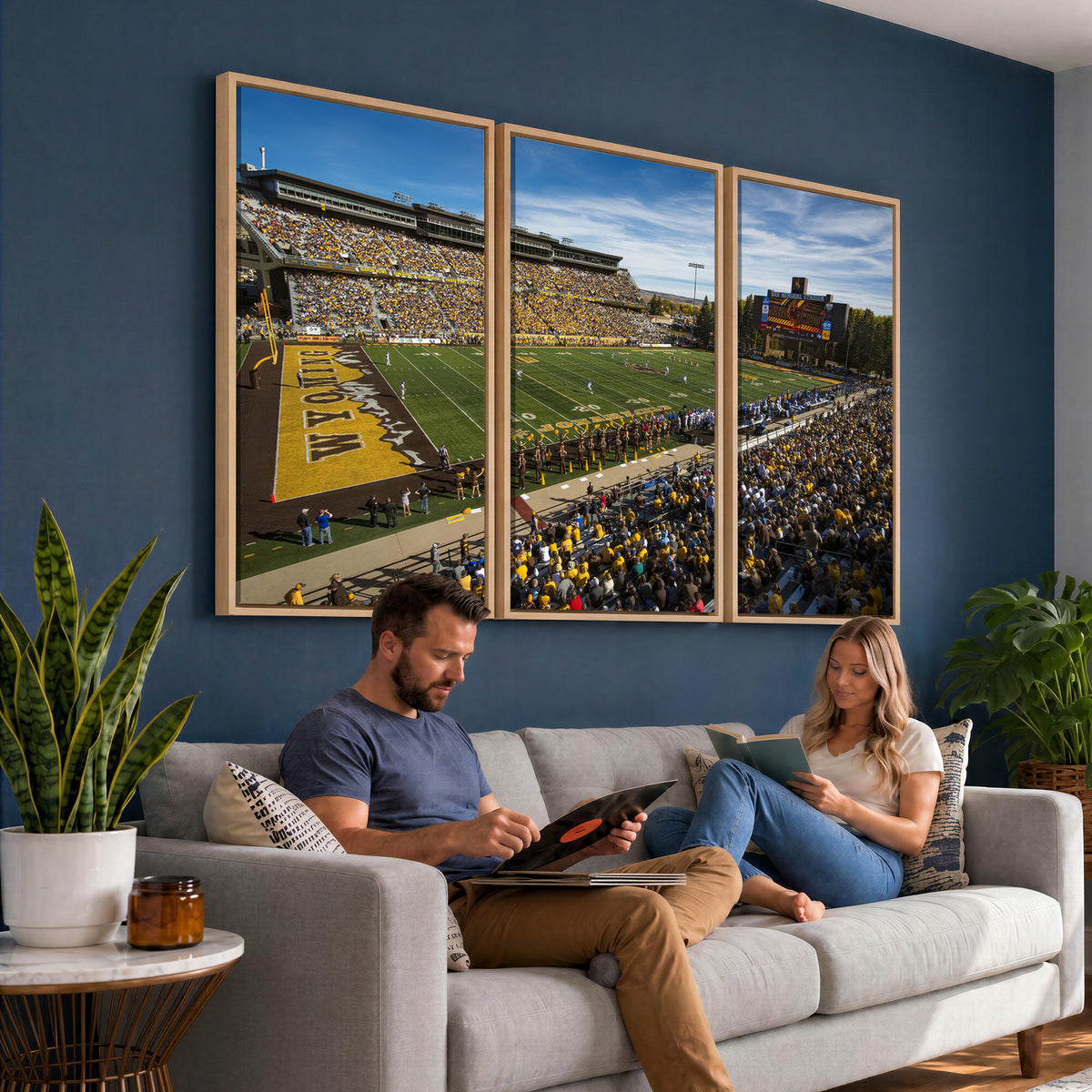 89846-MGV-CV-36X24 - University of Wyoming Cowboys Football Team Print, Laramie, Man Cave Wall Decor