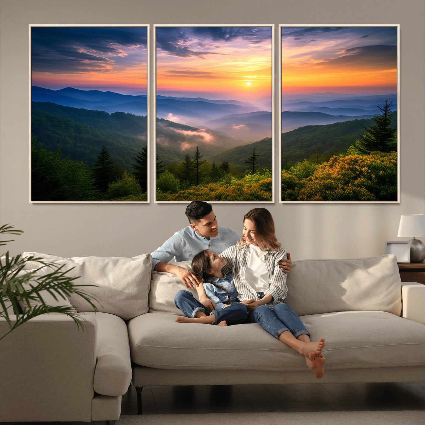 MGV-FC-60X30-3P - Majestic Mountain Sunrise Print | Landscape Wall Art | Canvas Print Ready to Hang | Farmhouse Wall