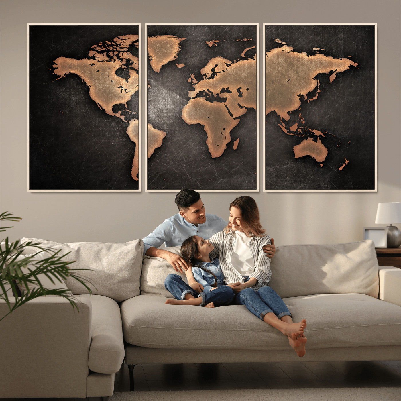 MGV-FC-60X30-3P - Push Pin World Map Canvas Print – Framed Wall Art for Couples to Track Their Travels – Anniversary