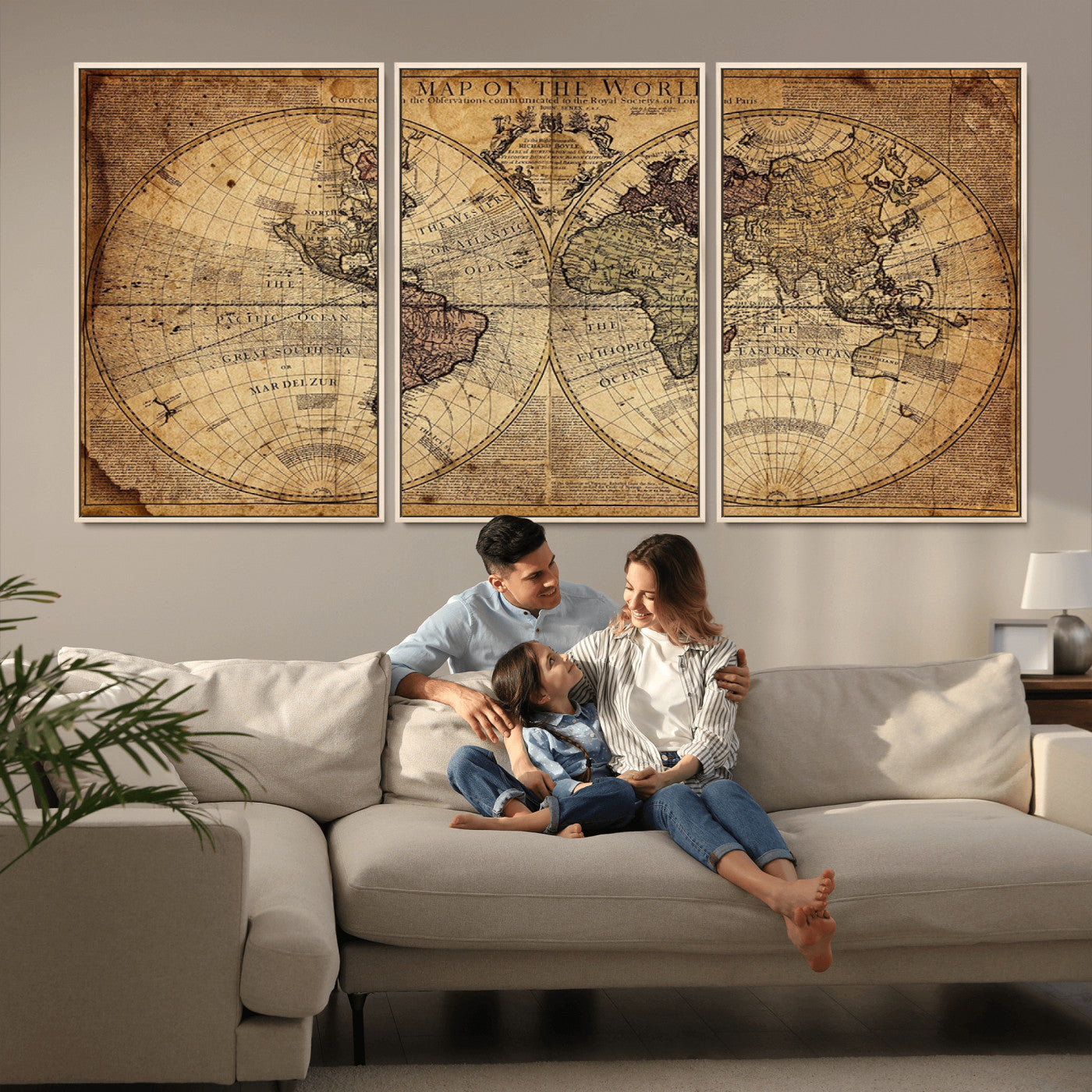 MGV-FC-60X30-3P - Push Pin World Map Canvas Print – Framed Wall Art for Couples to Track Their Travels – Anniversary