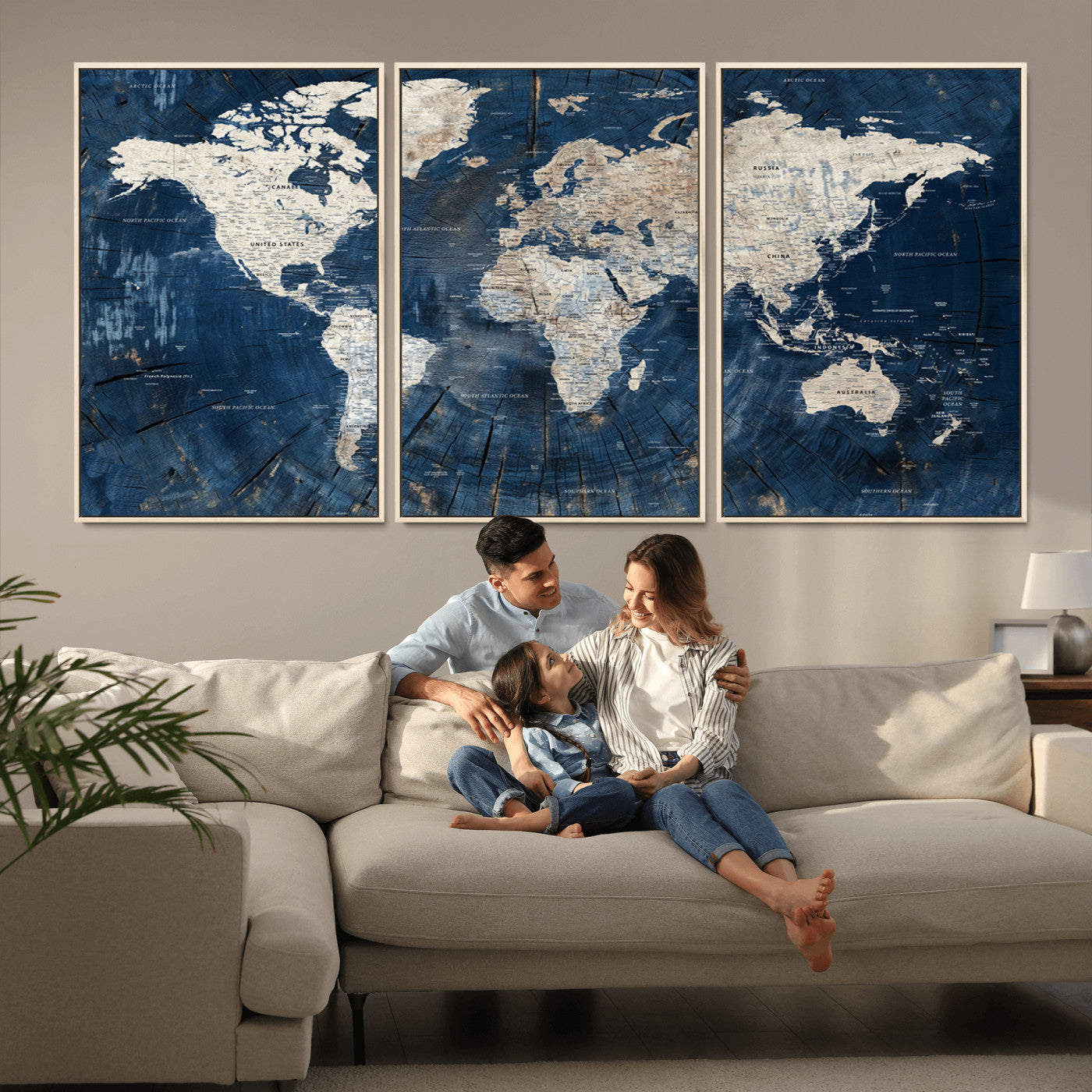 MGV-FC-60X30-3P - Push Pin World Map Canvas Print – Framed Wall Art for Couples to Track Their Travels – Anniversary