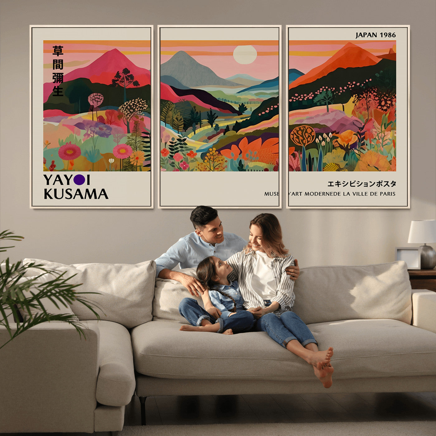 MGV-FC-60X30-3P - Yayoi Ba Bam 1986 Wall Art Print - Comes Away to Kiss Sabi Sabi Japanese Wall Art Print - Vibrant