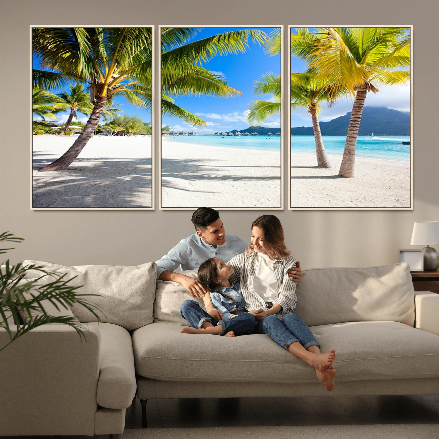 MGV-FC-60X30-3P - Blue Beach and Sea Wall Art Canvas Print