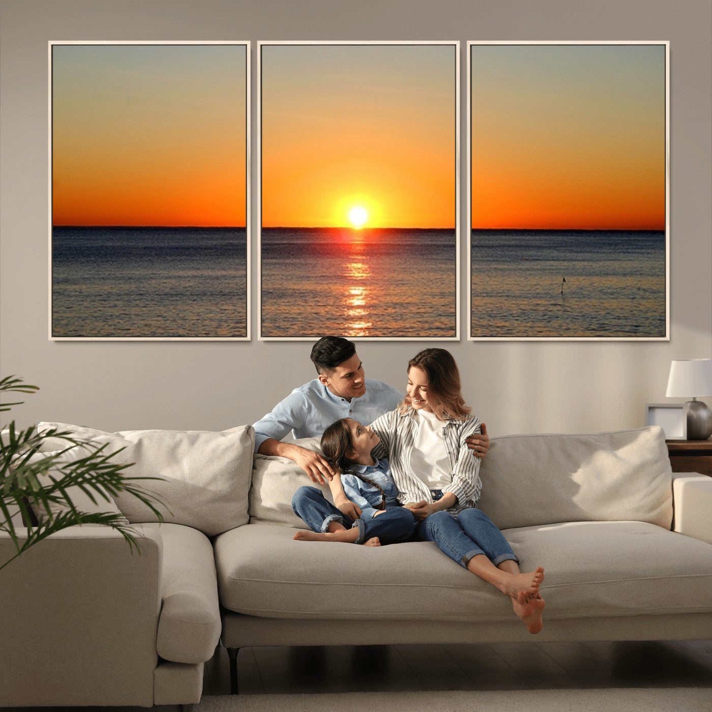 54676-MGV-CV-36X24-Golden Horizon Sunset Over Ocean Wall Art Canvas Print – Tropical Beach Canvas Wall Art – Giclee