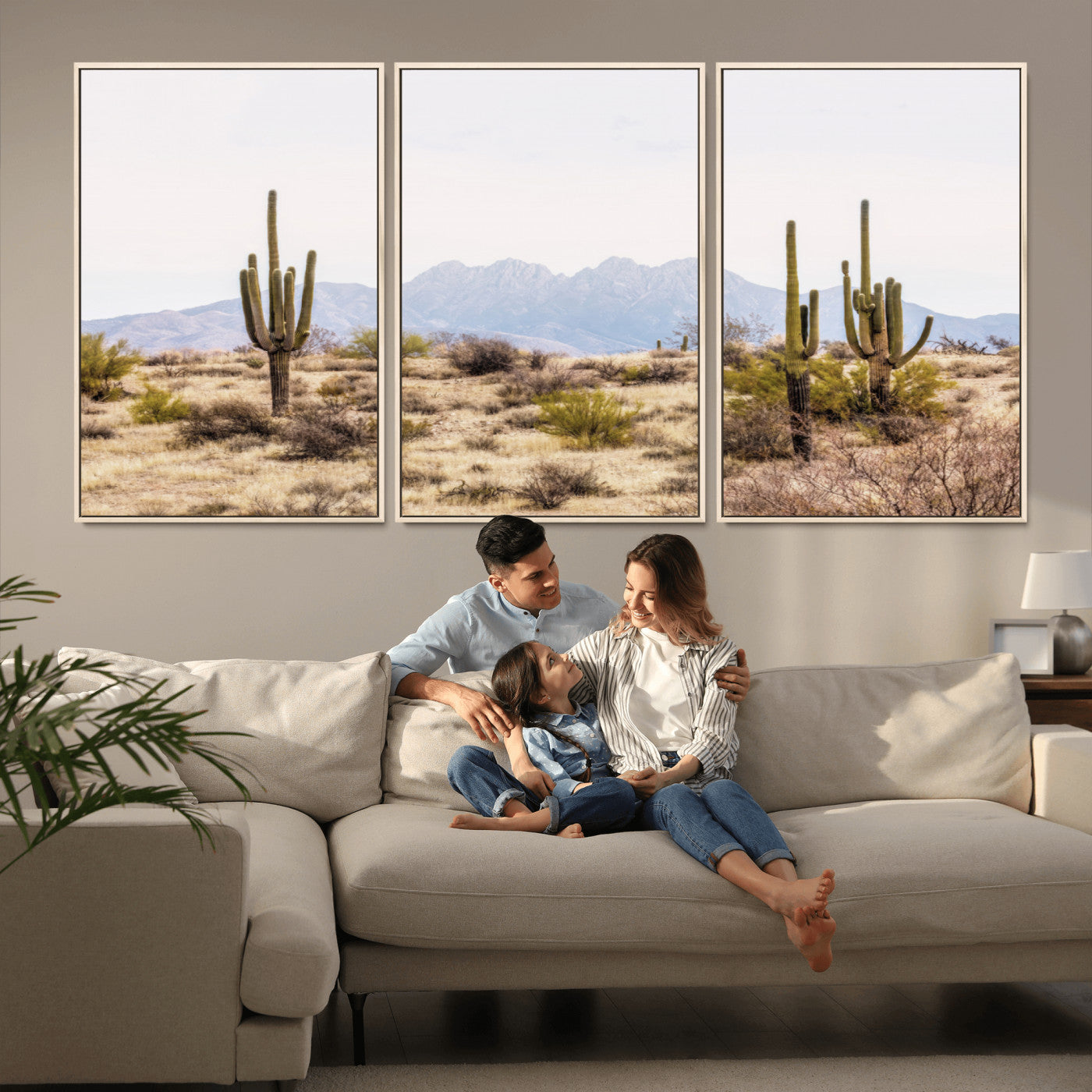 MGV-FC-60X30-3P - Arizona Desert Wall Art Print | Arizona Desert Canvas Print with Saguaro Cacti | Southwestern