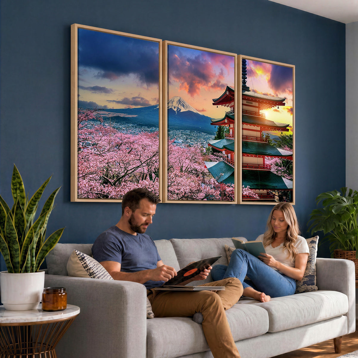 95987-MGV-CV-24X16 - Cherry Blossoms Canvas Print, Chureito Pagoda and Mount Fuji Wall Art