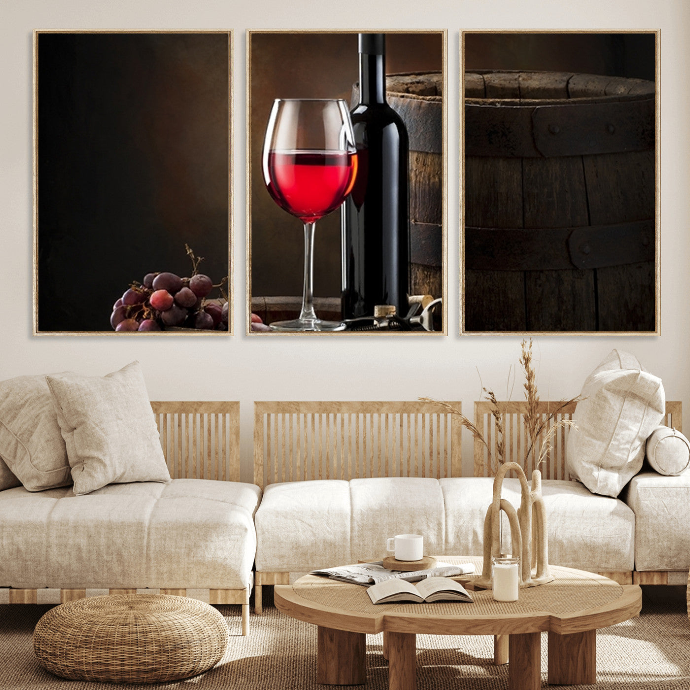 MGV-FC-60X30-3P - Red Wine and Bottle Canvas Print