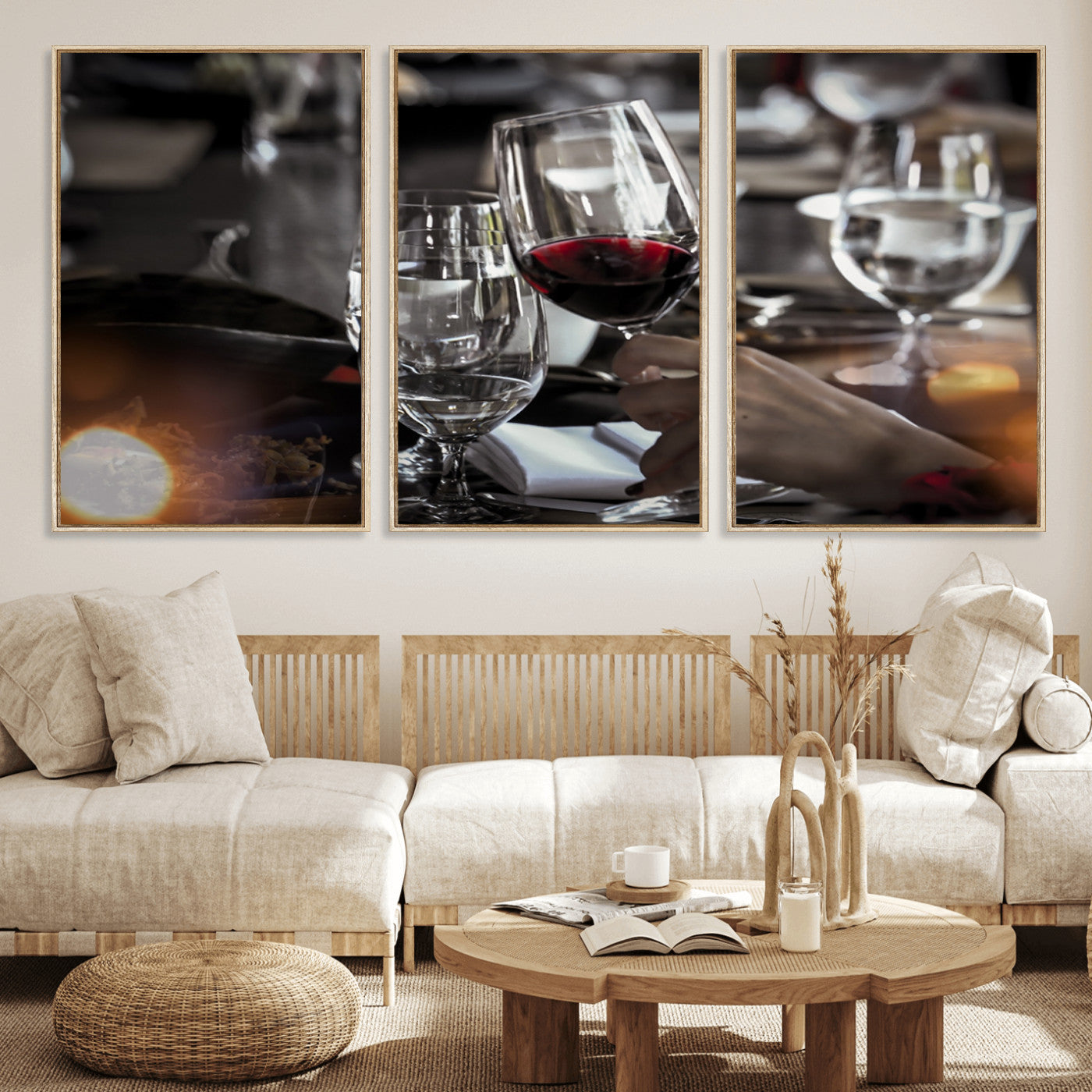 MGV-FC-60X30-3P - Red Wine and Glass Canvas Print
