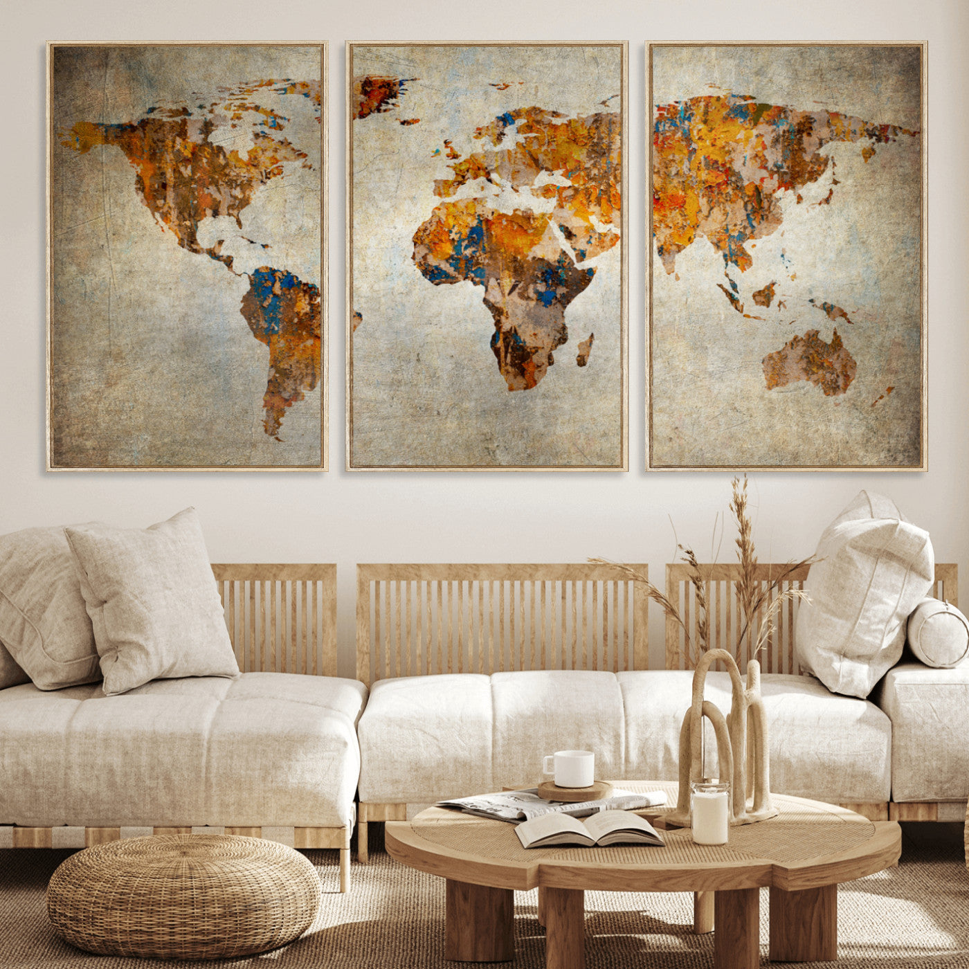 MGV-FC-60X30-3P - Push Pin World Map Canvas Print – Framed Wall Art for Couples to Track Their Travels – Anniversary