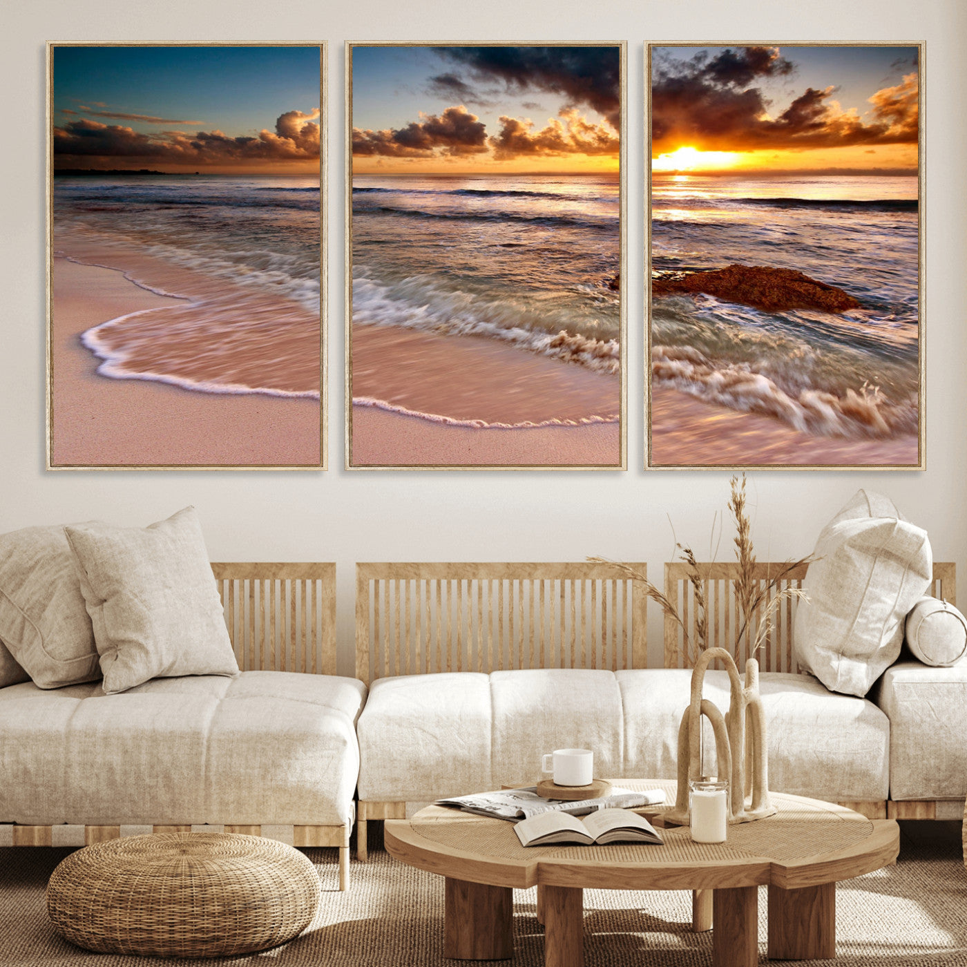 MGV-FC-60X30-3P - Sunset on Ocean Wall Art Canvas Print