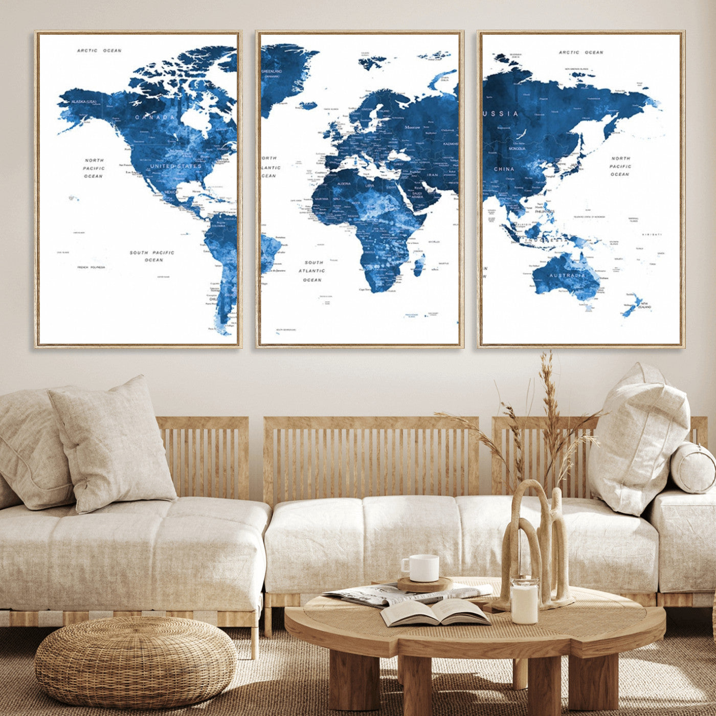MGV-FC-60X30-3P - Push Pin World Map Canvas Print – Framed Wall Art for Couples to Track Their Travels – Anniversary