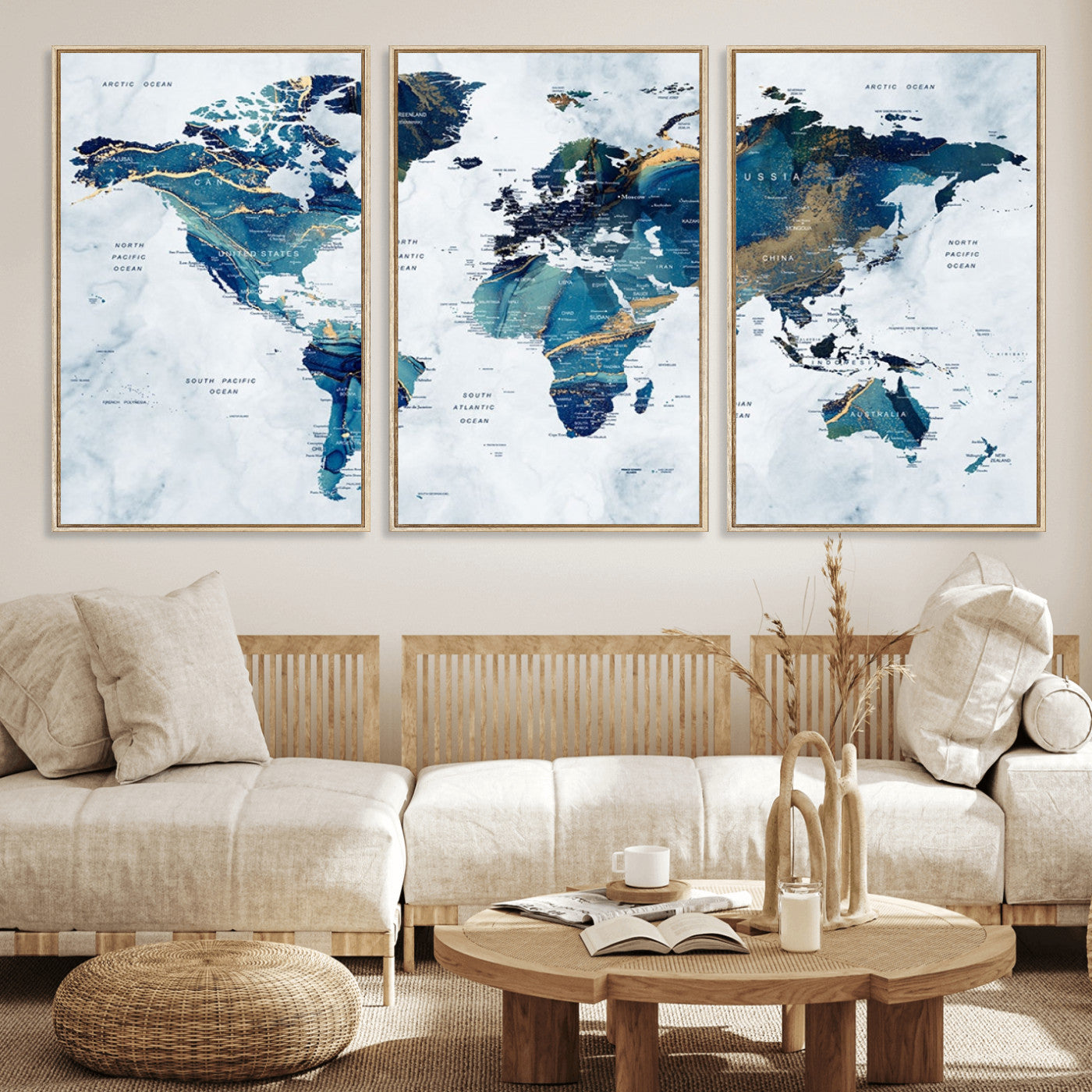 MGV-FC-60X30-3P - Push Pin World Map Canvas Print – Framed Wall Art for Couples to Track Their Travels – Anniversary