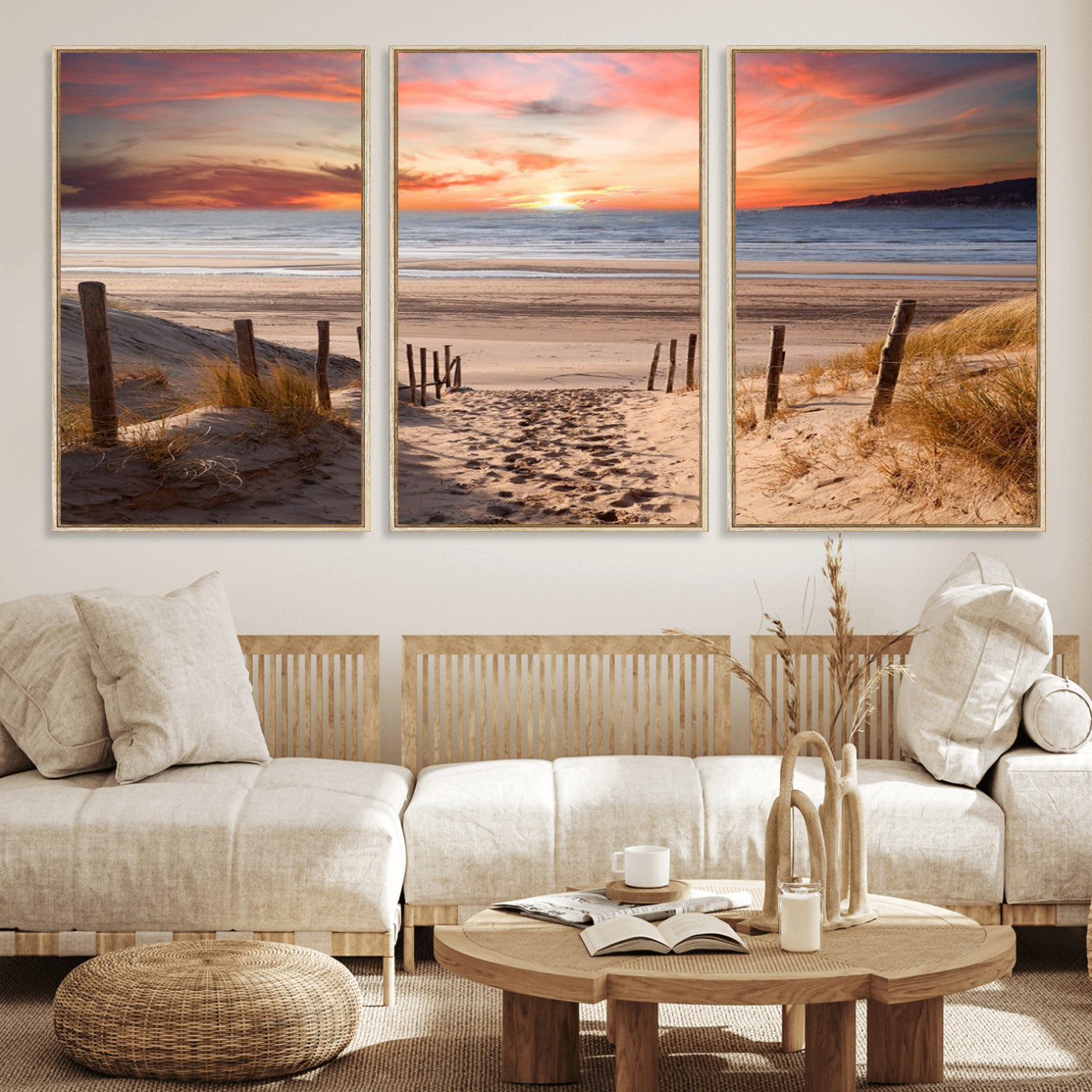 MGV-FC-60X30-3P - Sunset on the Sea Wall Art Canvas Print