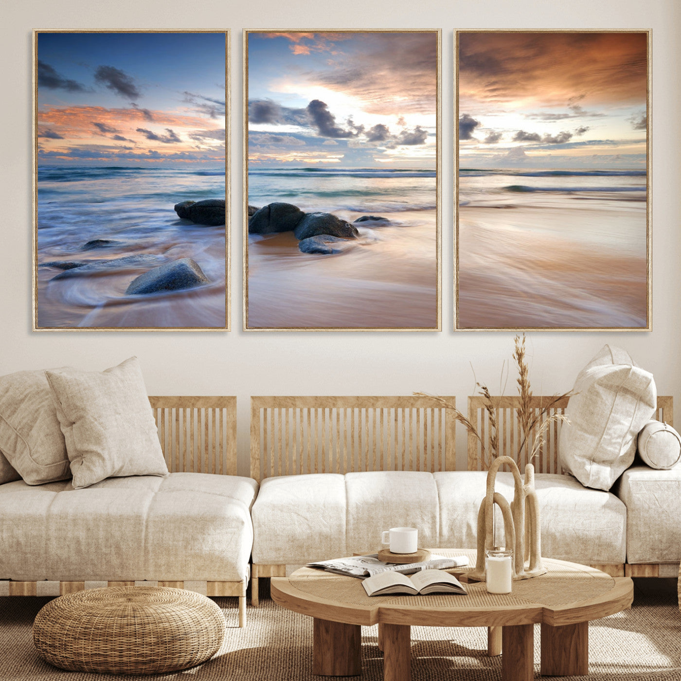 MGV-FC-60X30-3P - Serene Weather On The Beach Wall Art Canvas Print