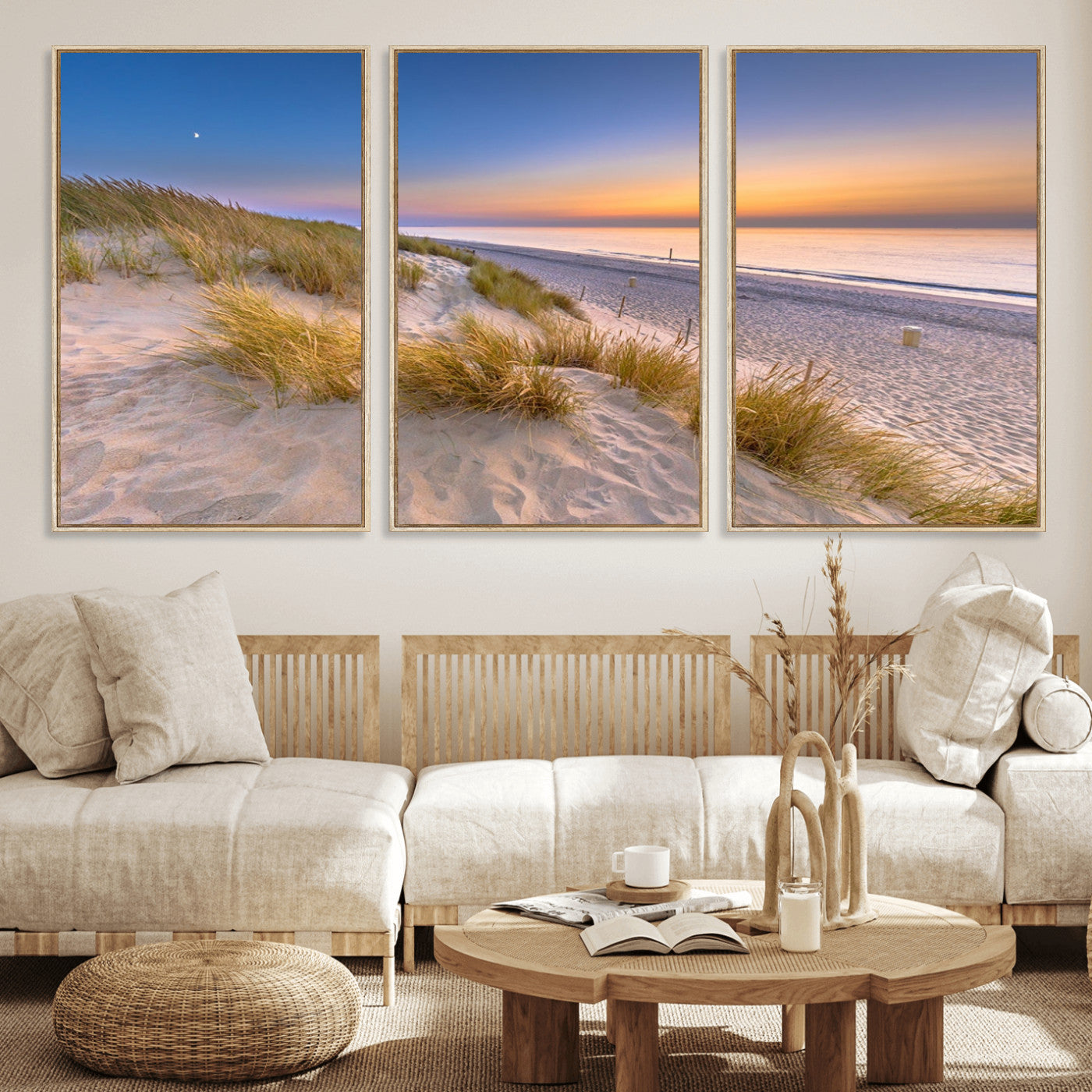 79397-MGV-FC-60X30-3P_Natural-Sunrise On The Beach Wall Art Canvas Print