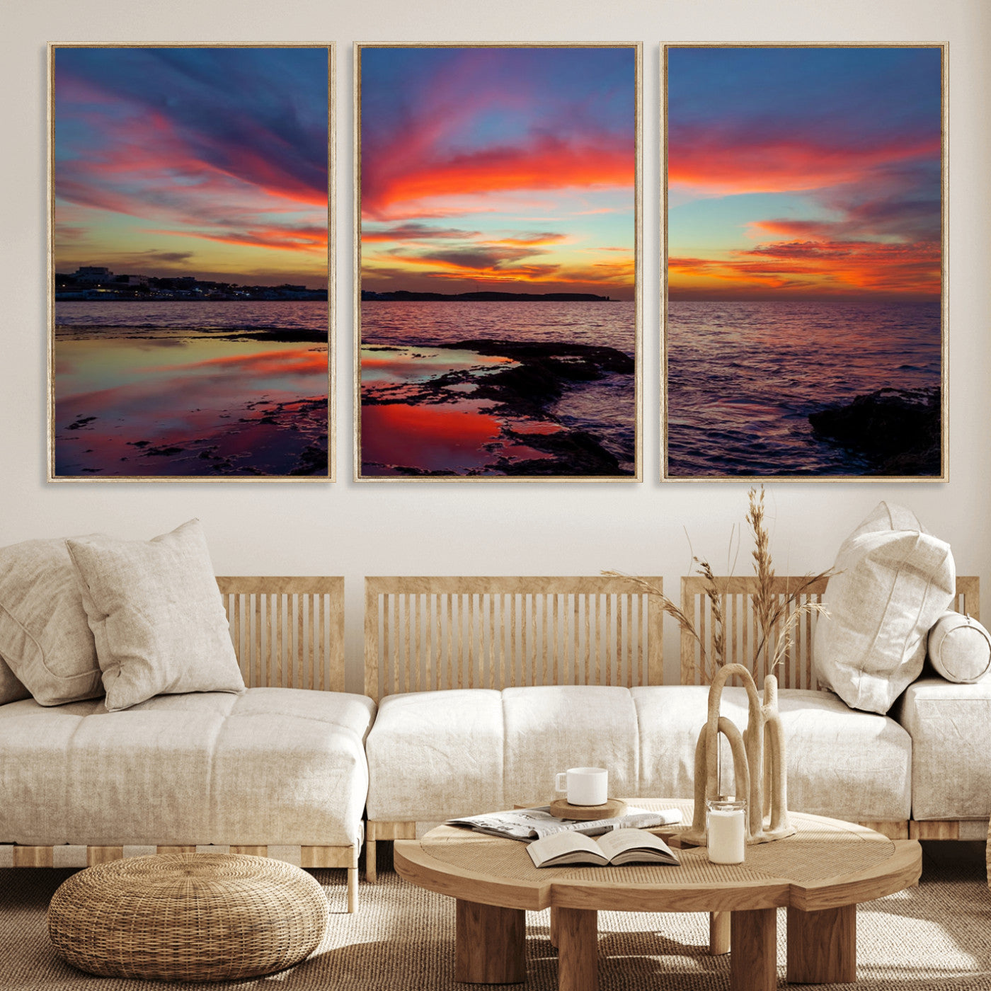 MGV-FC-60X30-3P - Glorious Sunset on The Beach Wall Art Canvas Print