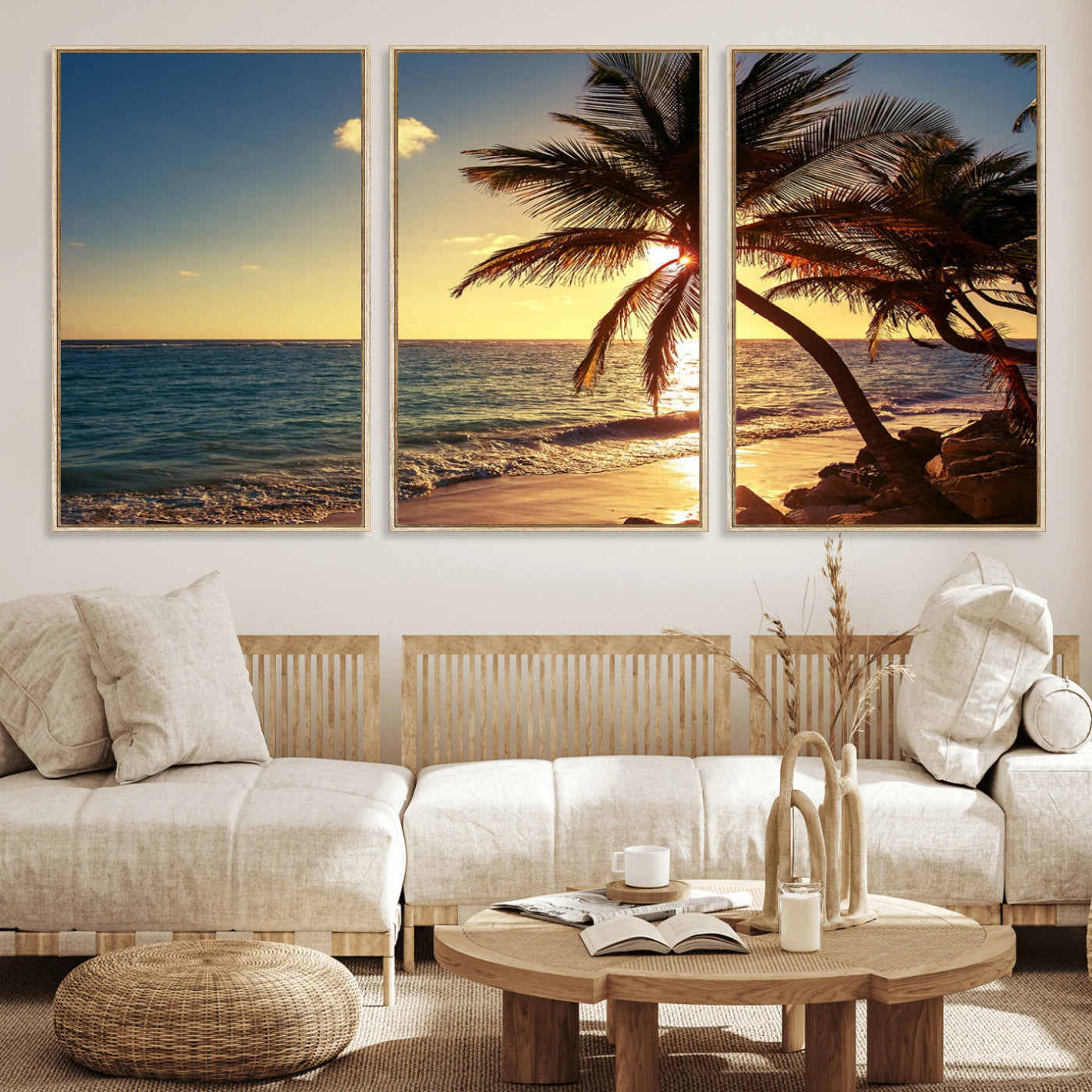MGV-FC-60X30-3P - Sunset Palm Trees Wall Art Canvas Print