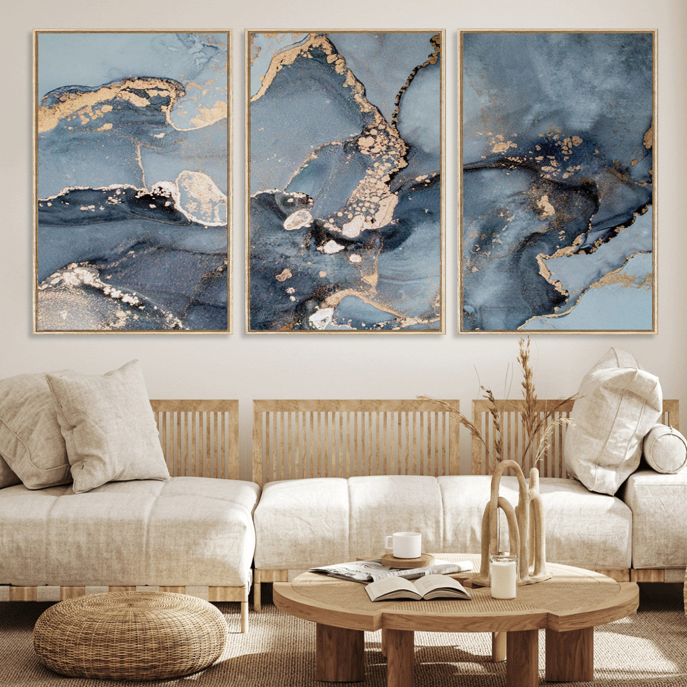 MGV-FC-60X30-3P - Multipanel Marble Fluid Effect Wall Art Abstract Canvas Wall Art Print