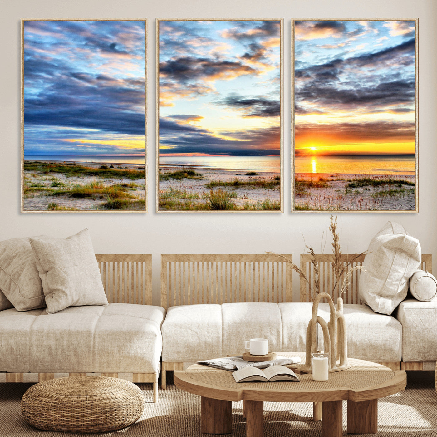 MGV-FC-60X30-3P - Sunset On The Ocean Wall Art Canvas Print